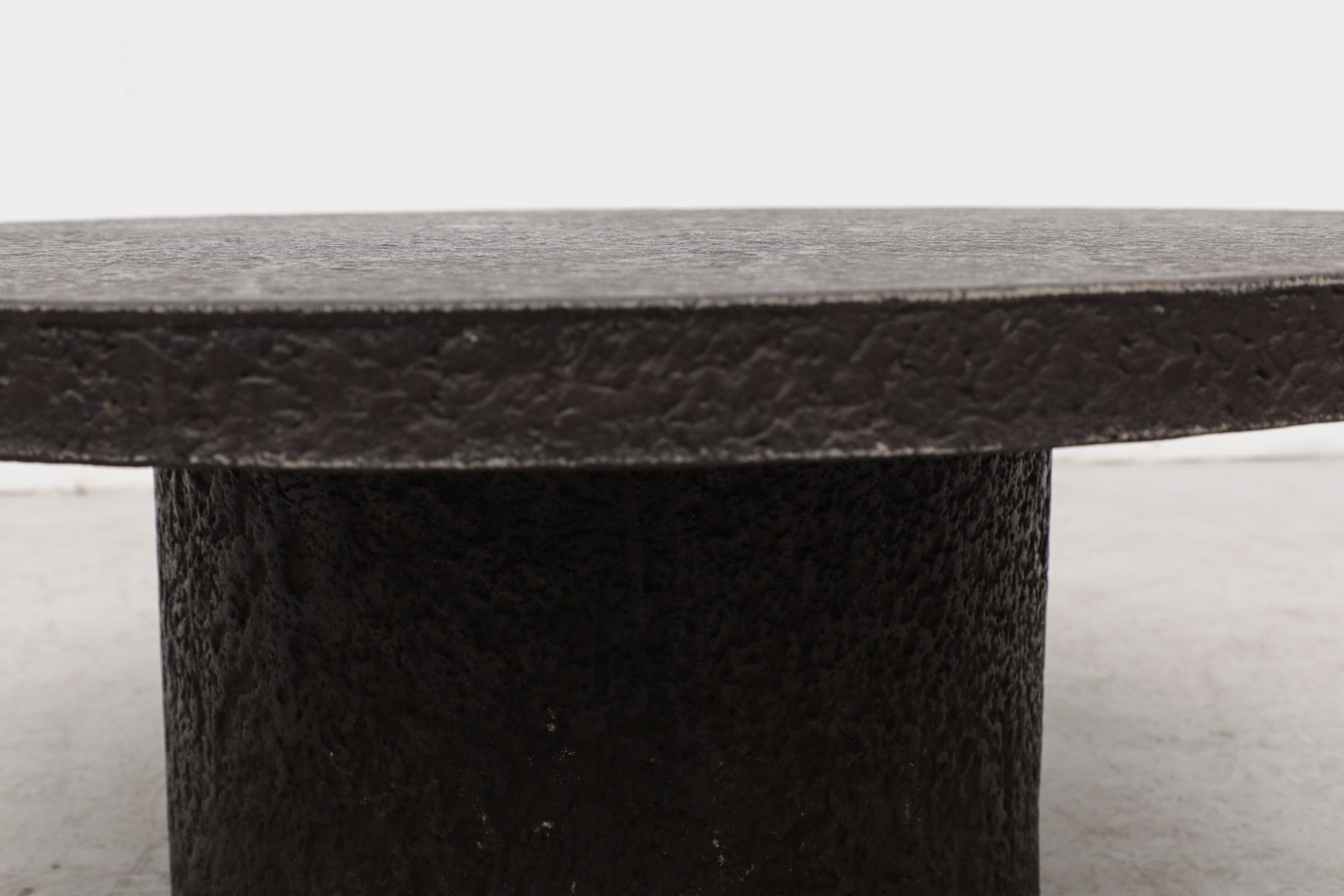 Brutalist Faux Lava Stone Coffee Table with Pedestal Base 1