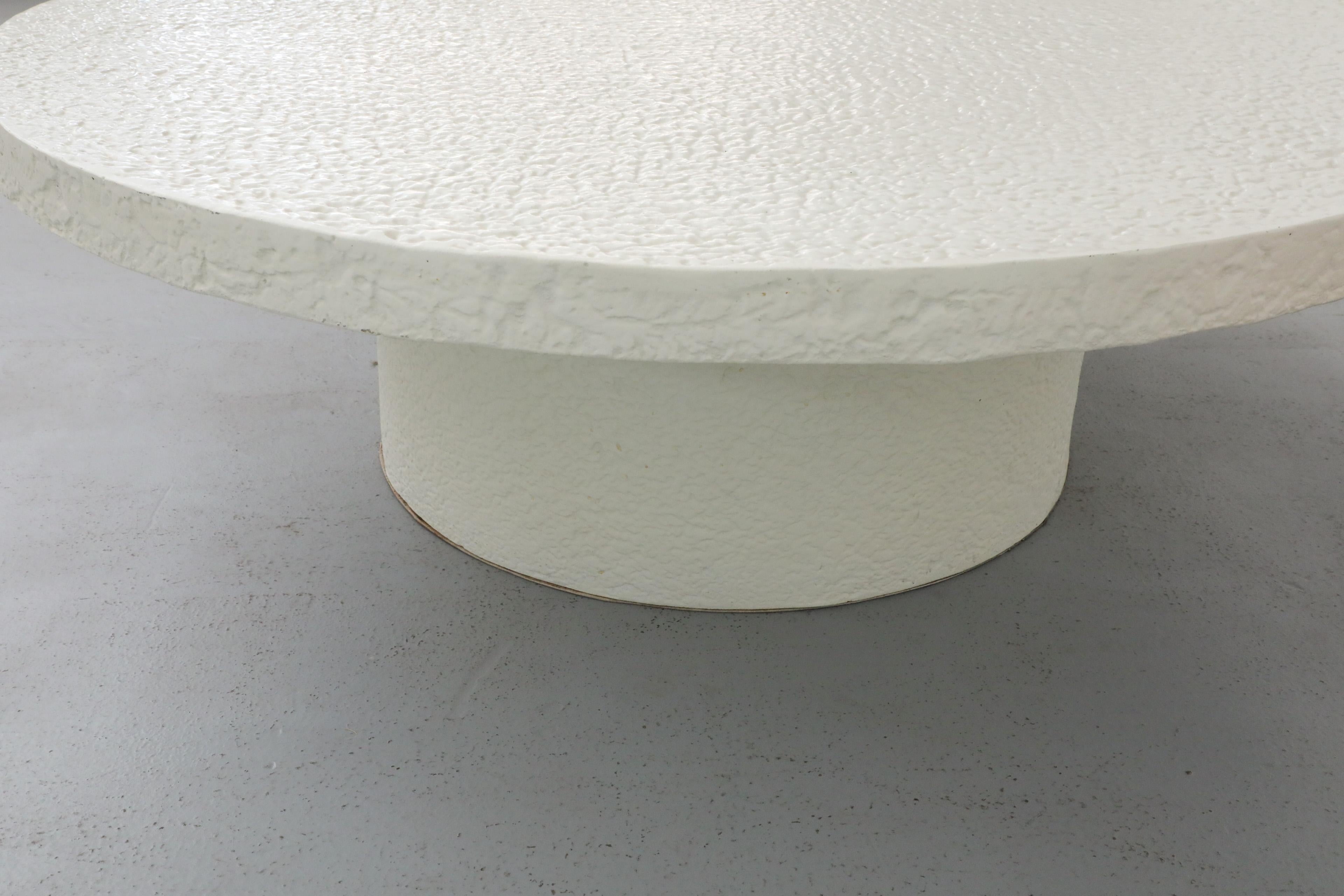 Mid-Century, Brutalist, Faux Lava Stone, Round Coffee Table with Pedestal Base For Sale 1