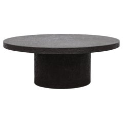 Brutalist Faux Lava Stone Coffee Table with Pedestal Base