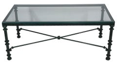 Brutalist Faux Verdigris Finish Glass Top Coffee Table c. 1970/1980's