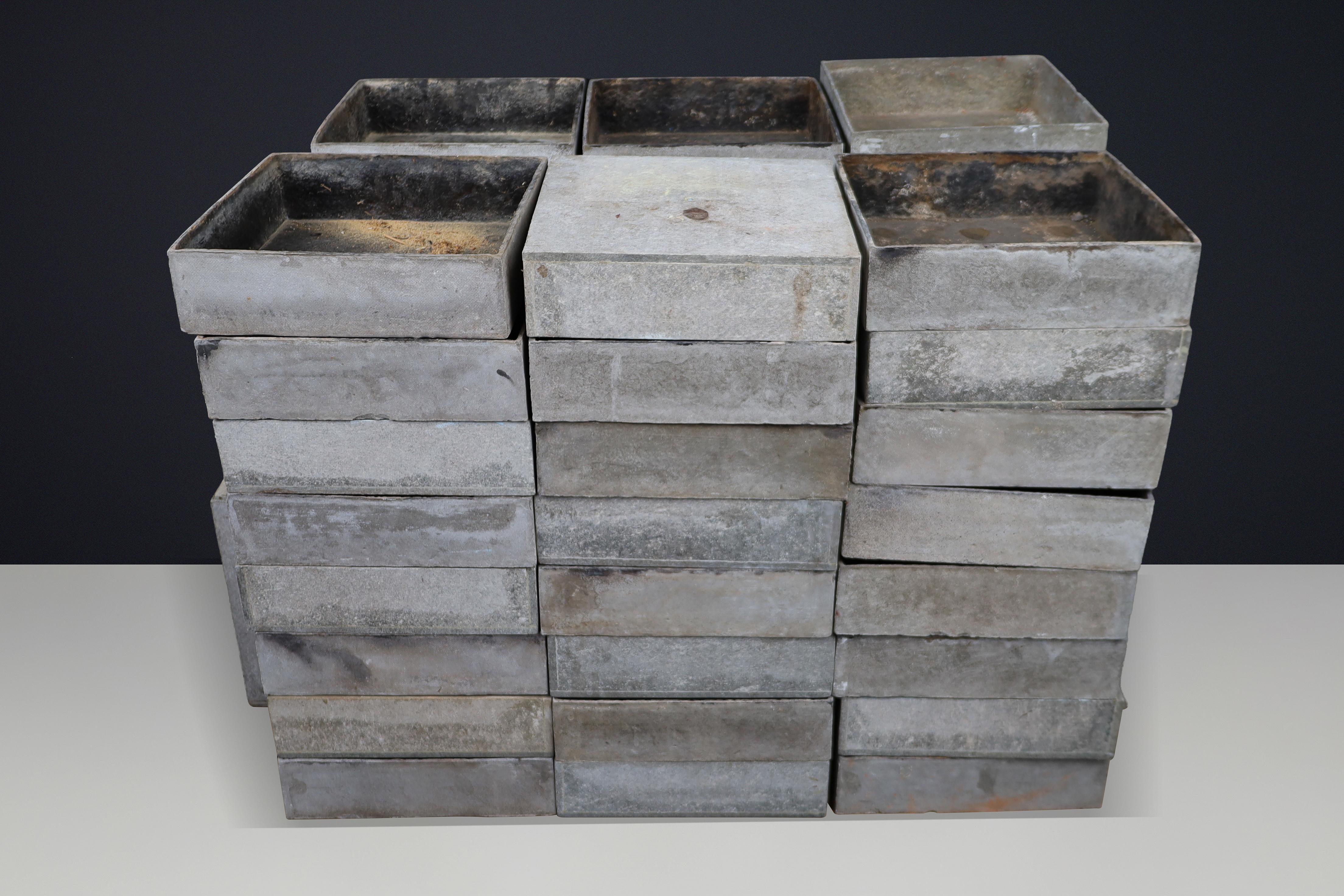 Brutalisme Jardinières carrées brutalistes en fibres-ciment, Suisse, années 1970, style Willy Guhl en vente