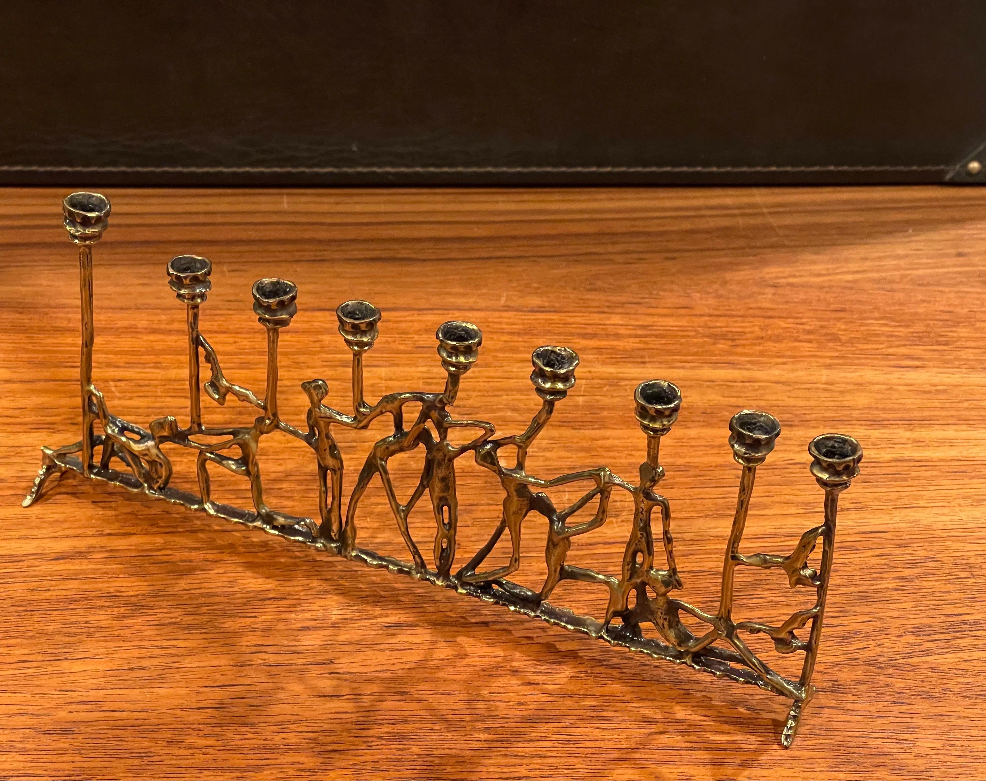 Brutalist Figurative Brass Menorah in the Style of Frederick Weinberg 2
