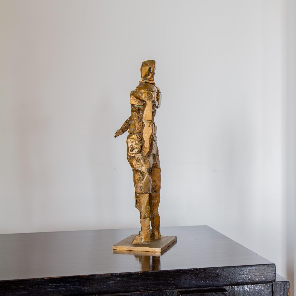 Brutalist Figurative Bronze Table Sculpture Signed In Good Condition In Donhead St Mary, Wiltshire
