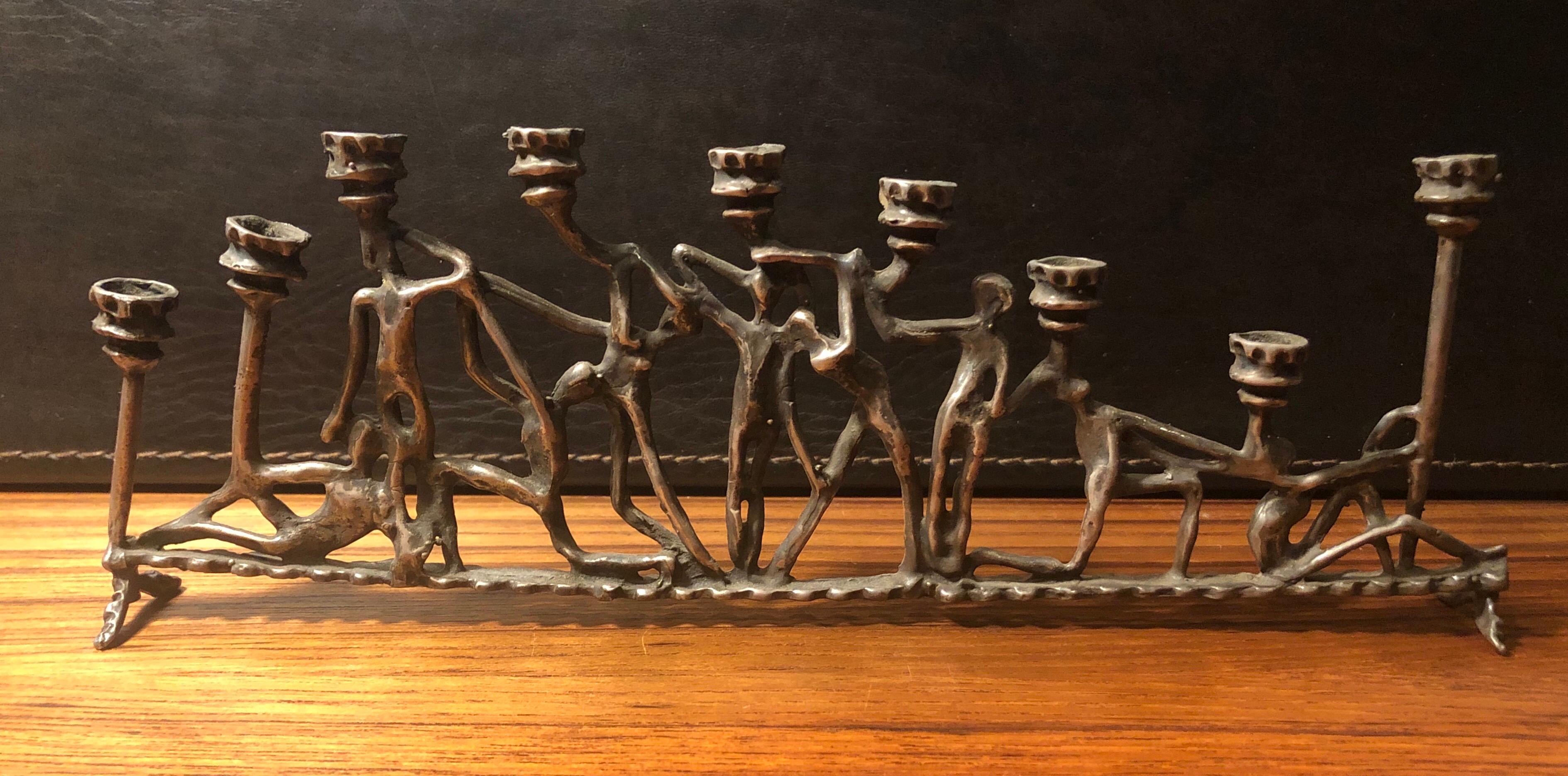 Brutalist Figurative Iron Menorah in the Style of Frederick Weinberg 2