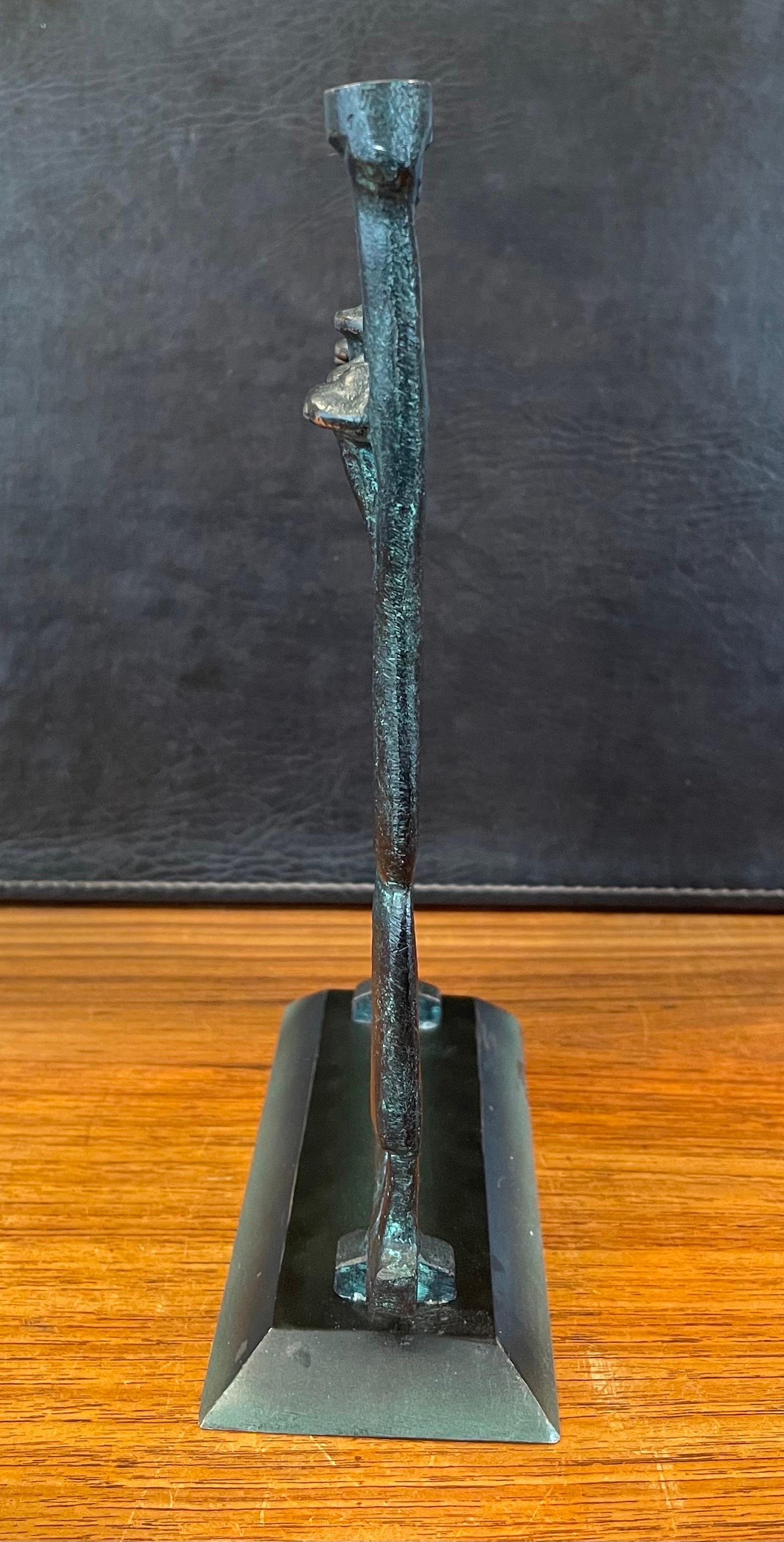 Brutalist Figurative Rabbi Menorah in Bronze by Ruth Bloch / Block In Good Condition In San Diego, CA