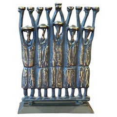 Menorah brutaliste en bronze de Ruth Bloch / Block
