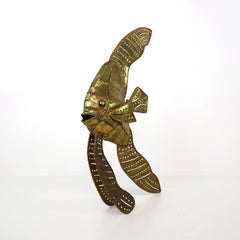 Brutalist Fish sculpture made in Brass.