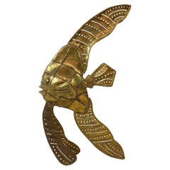 Brutalist Fish sculpture made in Brass.
