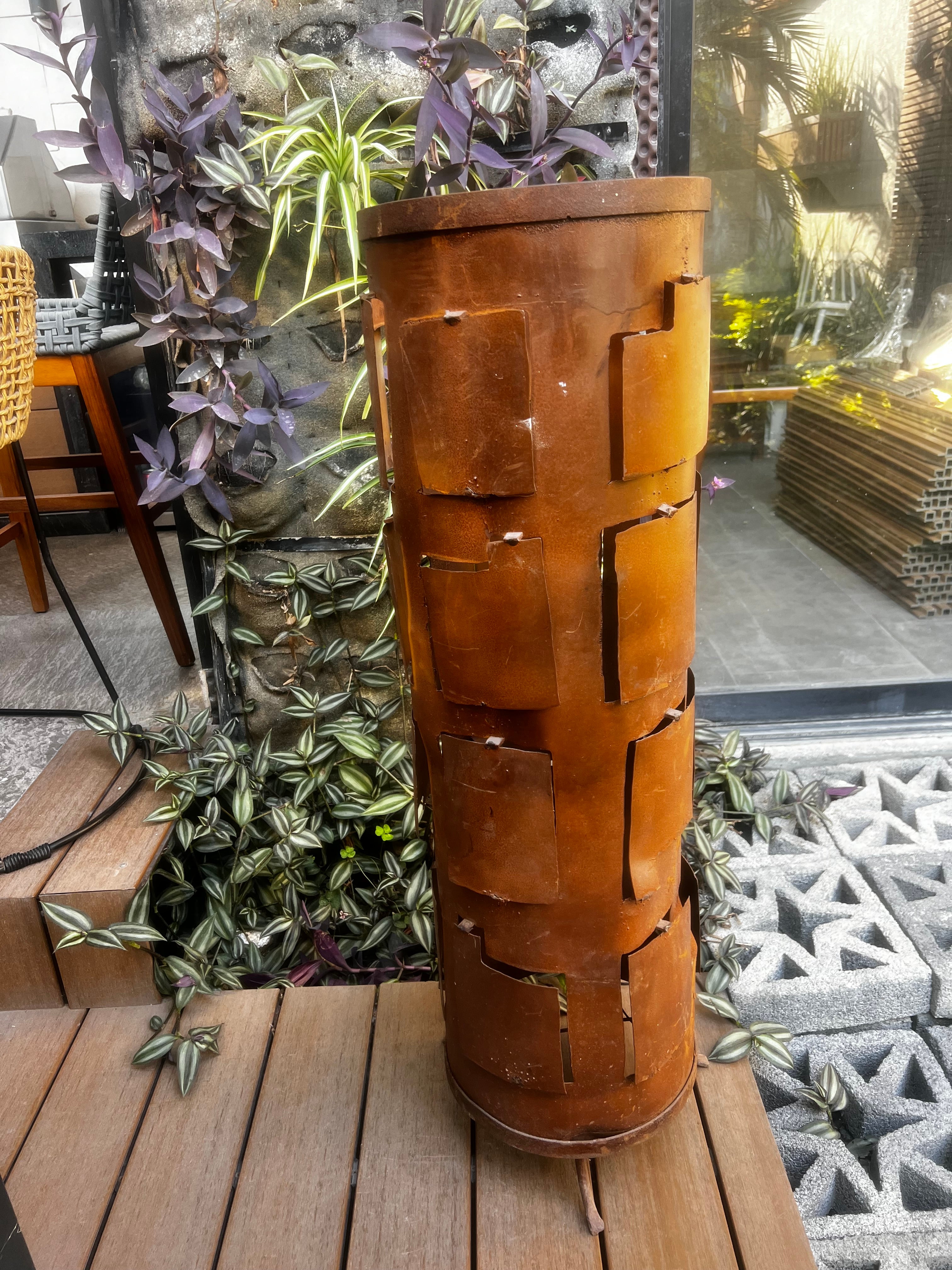Mexican Brutalist Floor Handmade Lamp, Circa 1960 For Sale