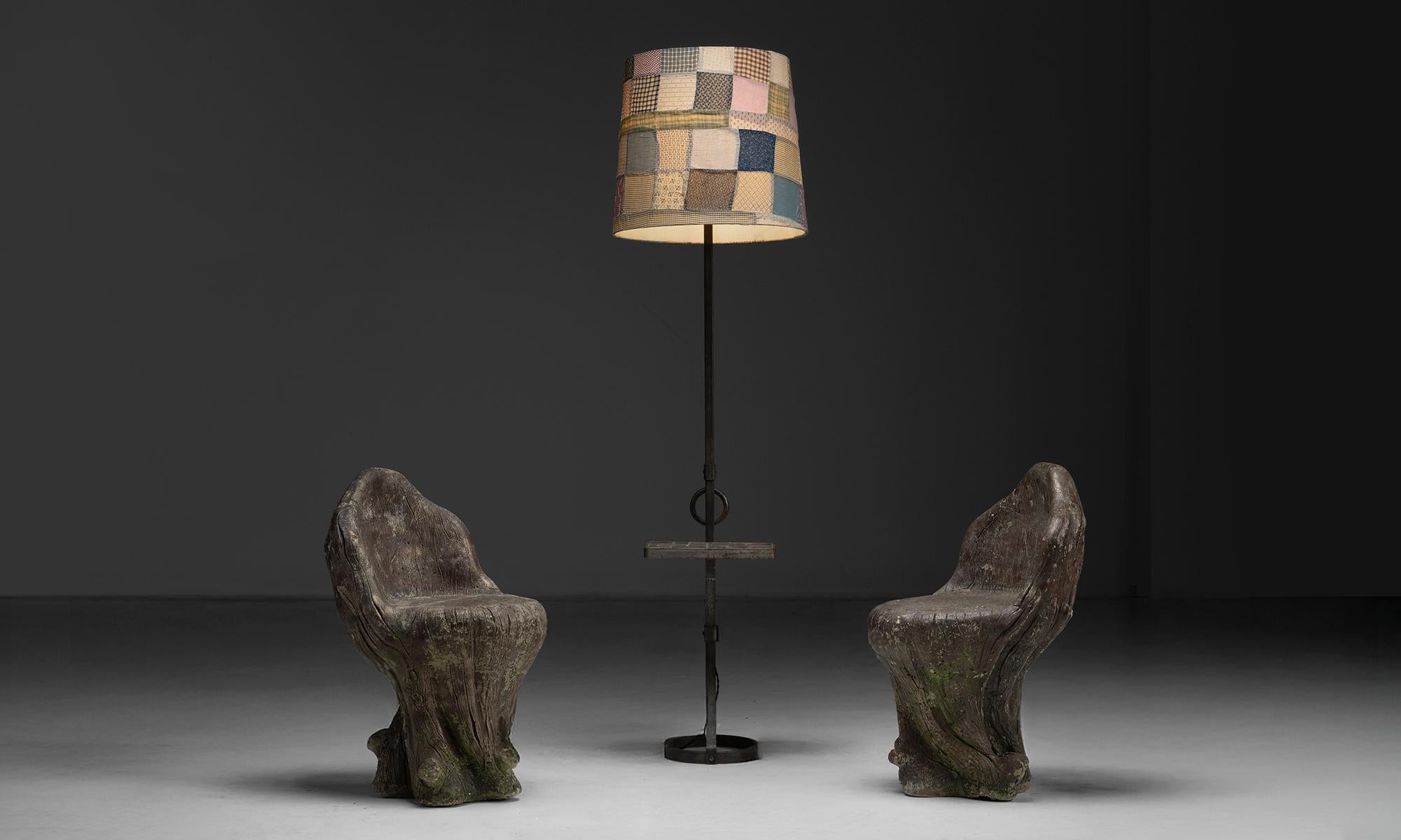France, 1960
Iron base and stand with tile table and custom quilt shade. Designed by Jean Pierre Ryckaert.
19