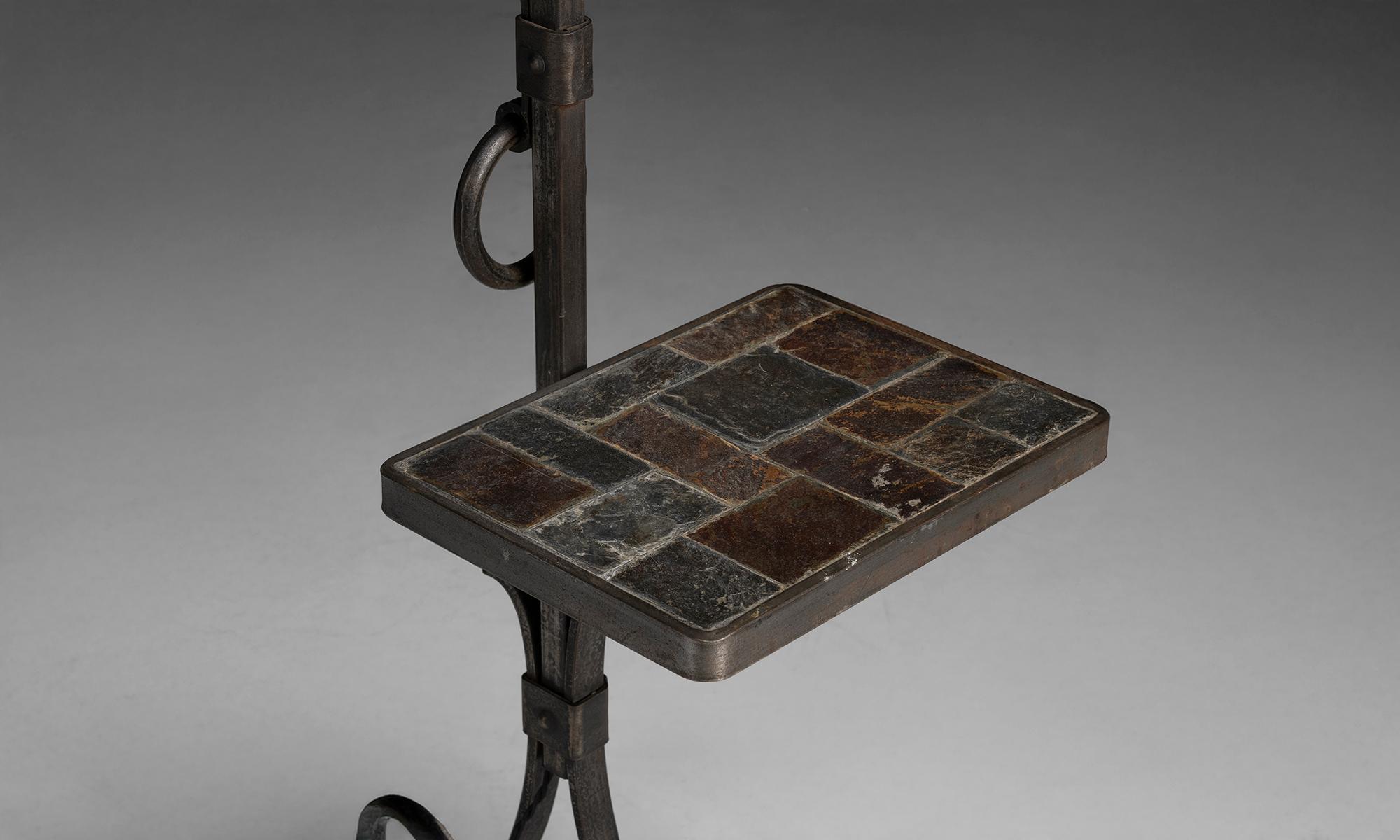 Quilted Brutalist Floor Lamp by Jean Pierre Ryckaert, France circa 1960