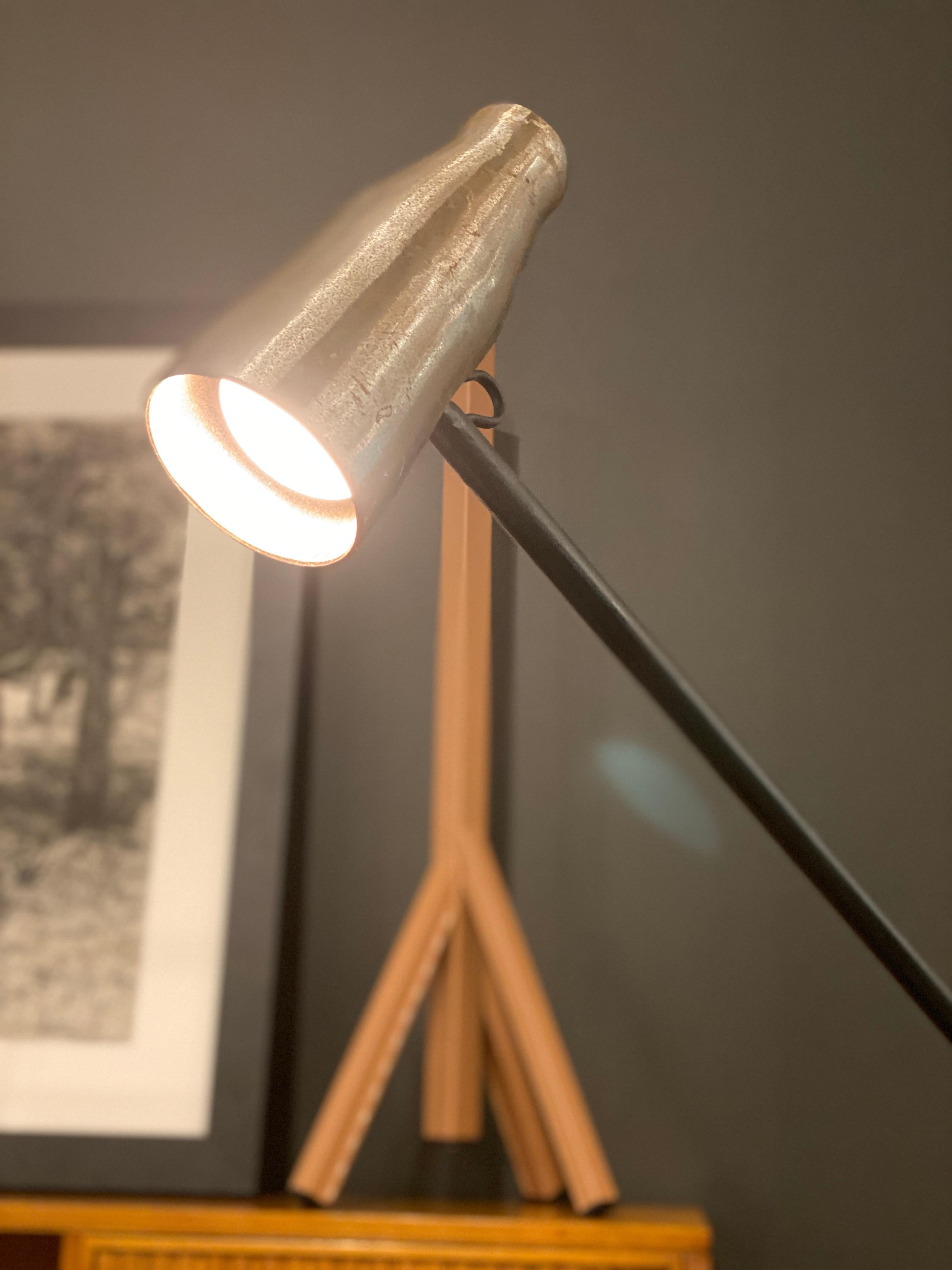 Steel Brutalist Floor Lamp, France, 1970's For Sale