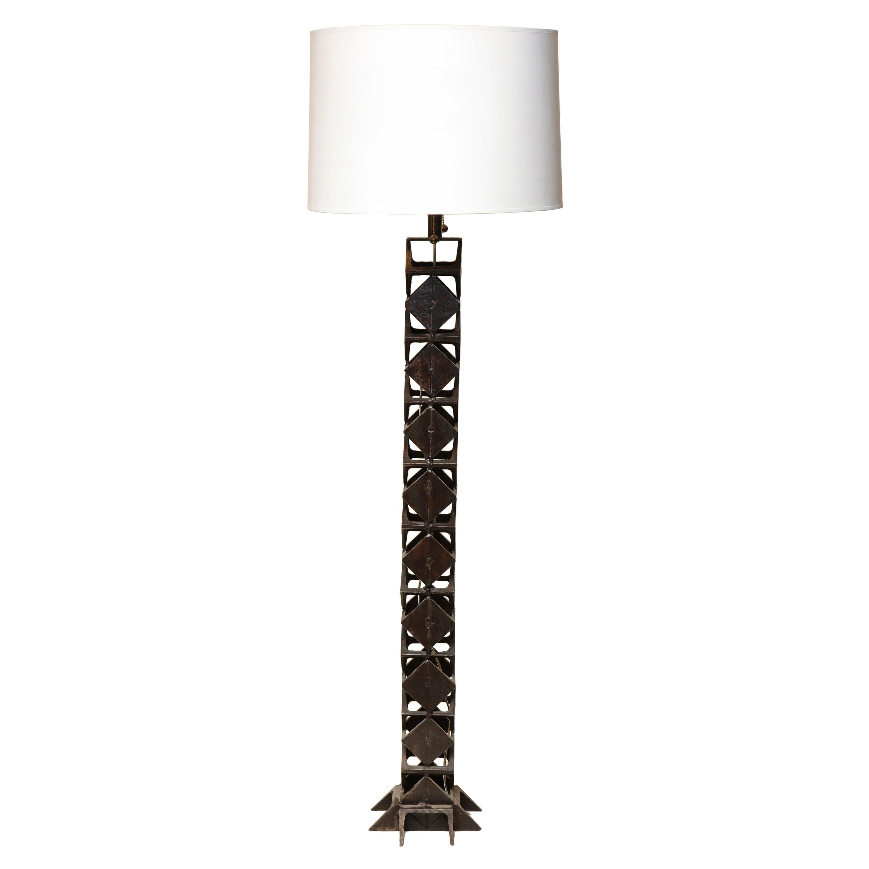 Brutalist Floor Lamp Mid-Century Modern Architectural Iron, 1930s For Sale