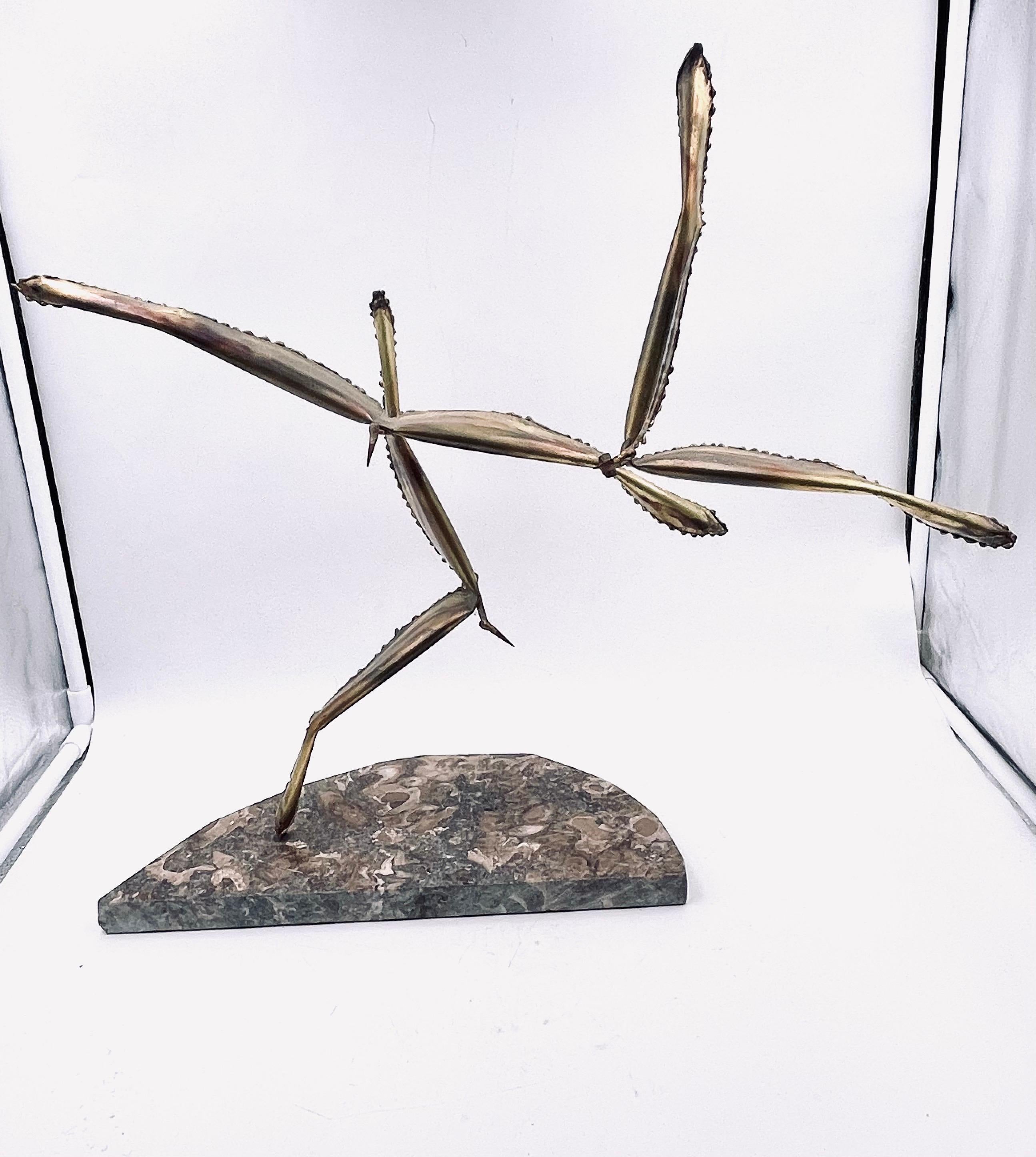 20th Century Brutalist Flying Birds Brass & Marble Sculpture Attributed to Curtis Jere