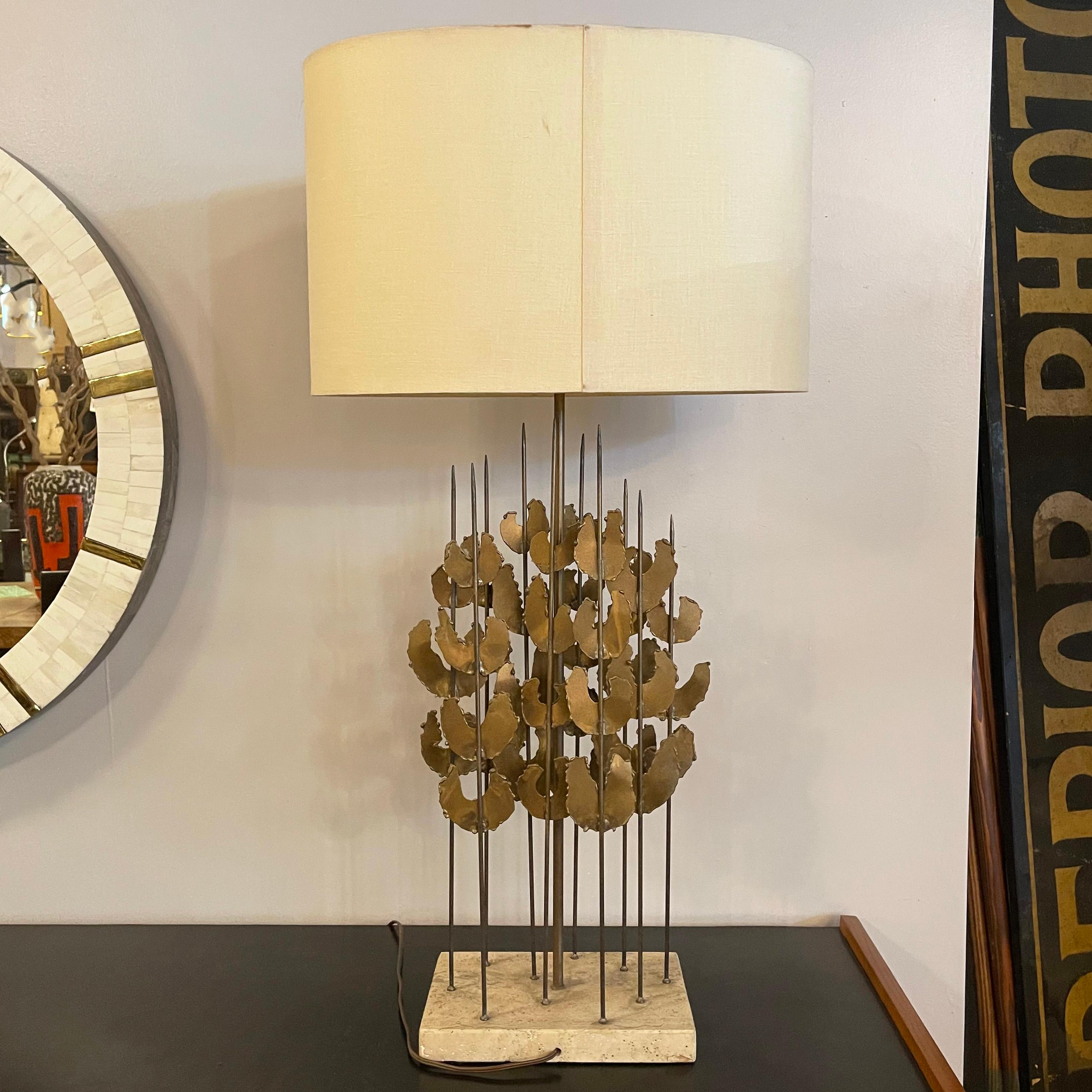 Brutalist Foliate Sculpture Table Lamp in the Style of Curtis Jeré 4