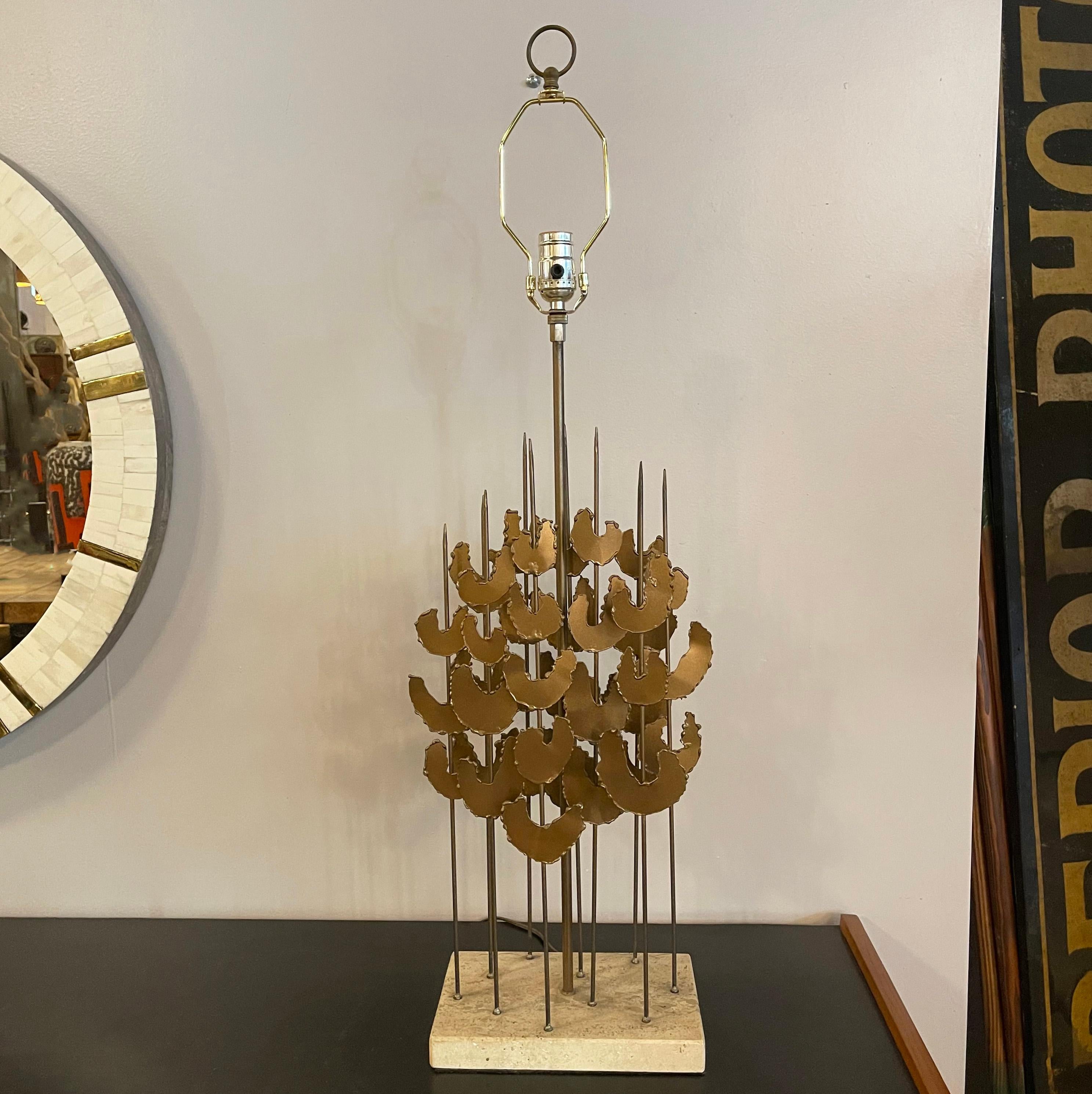 Brutalist Foliate Sculpture Table Lamp in the Style of Curtis Jeré 1
