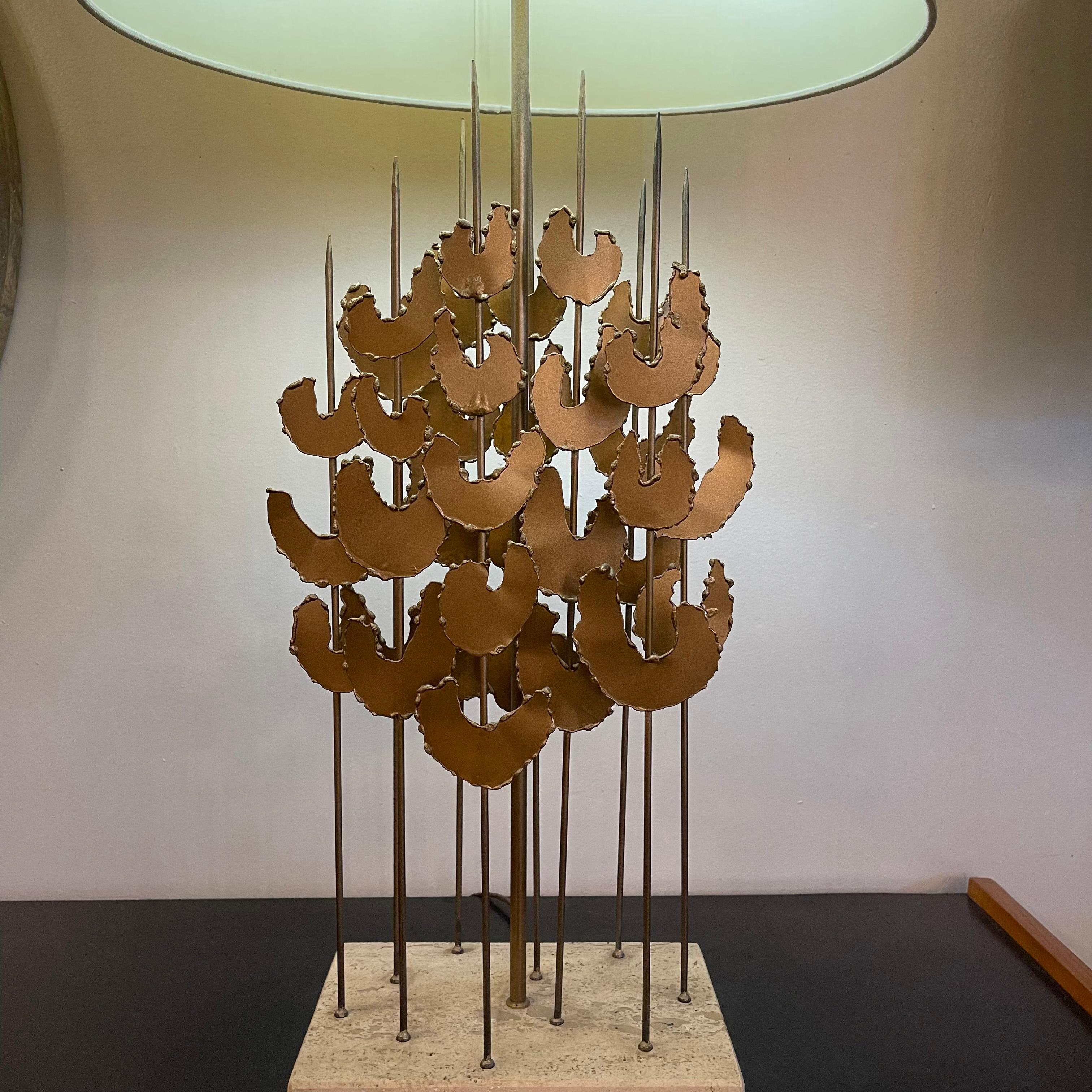 Brutalist Foliate Sculpture Table Lamp in the Style of Curtis Jeré 2