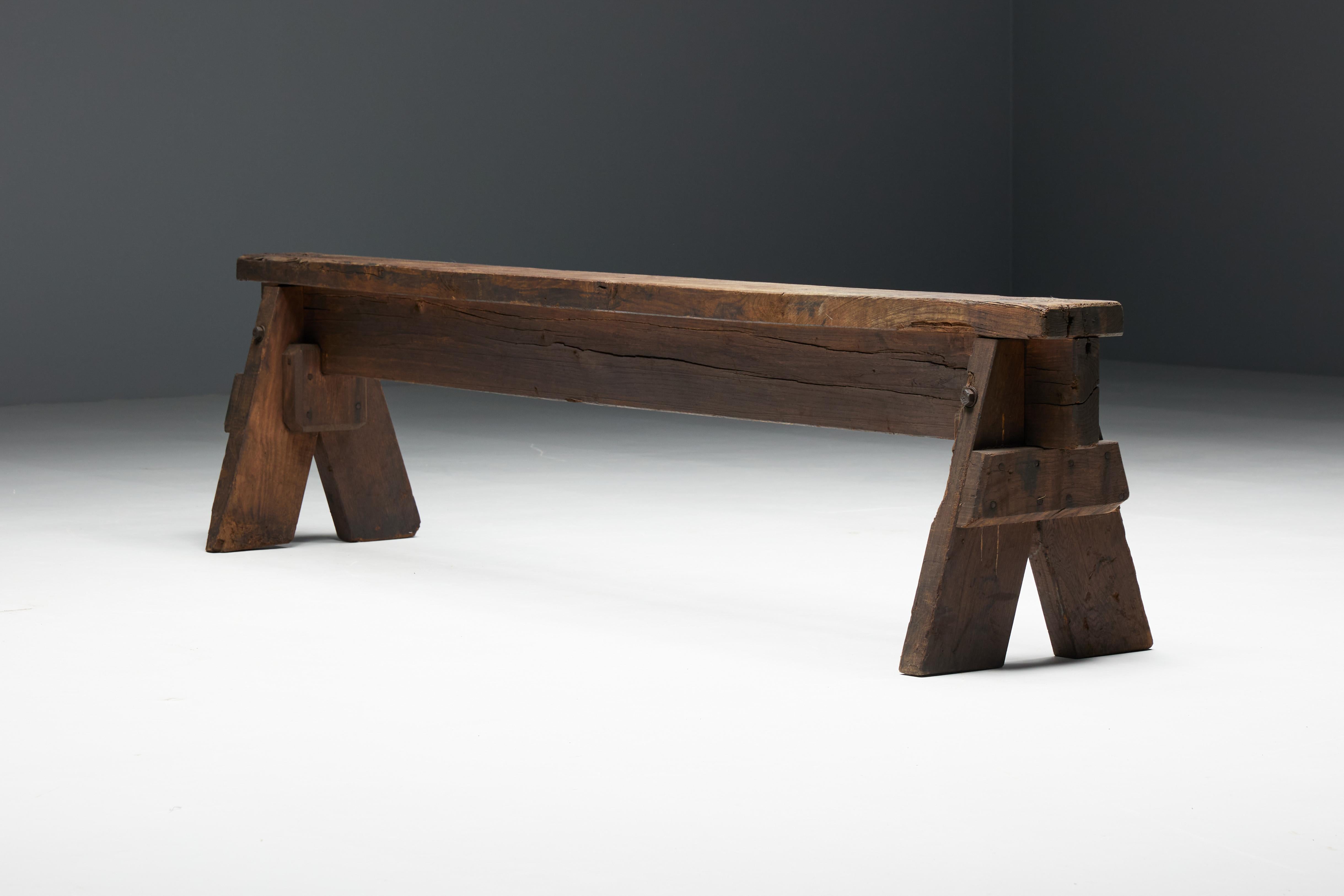 Bancs d'art populaire brutaliste, France, 19ème siècle en vente 4