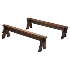 Brutalist Folk Art Benches, France, 19th Century