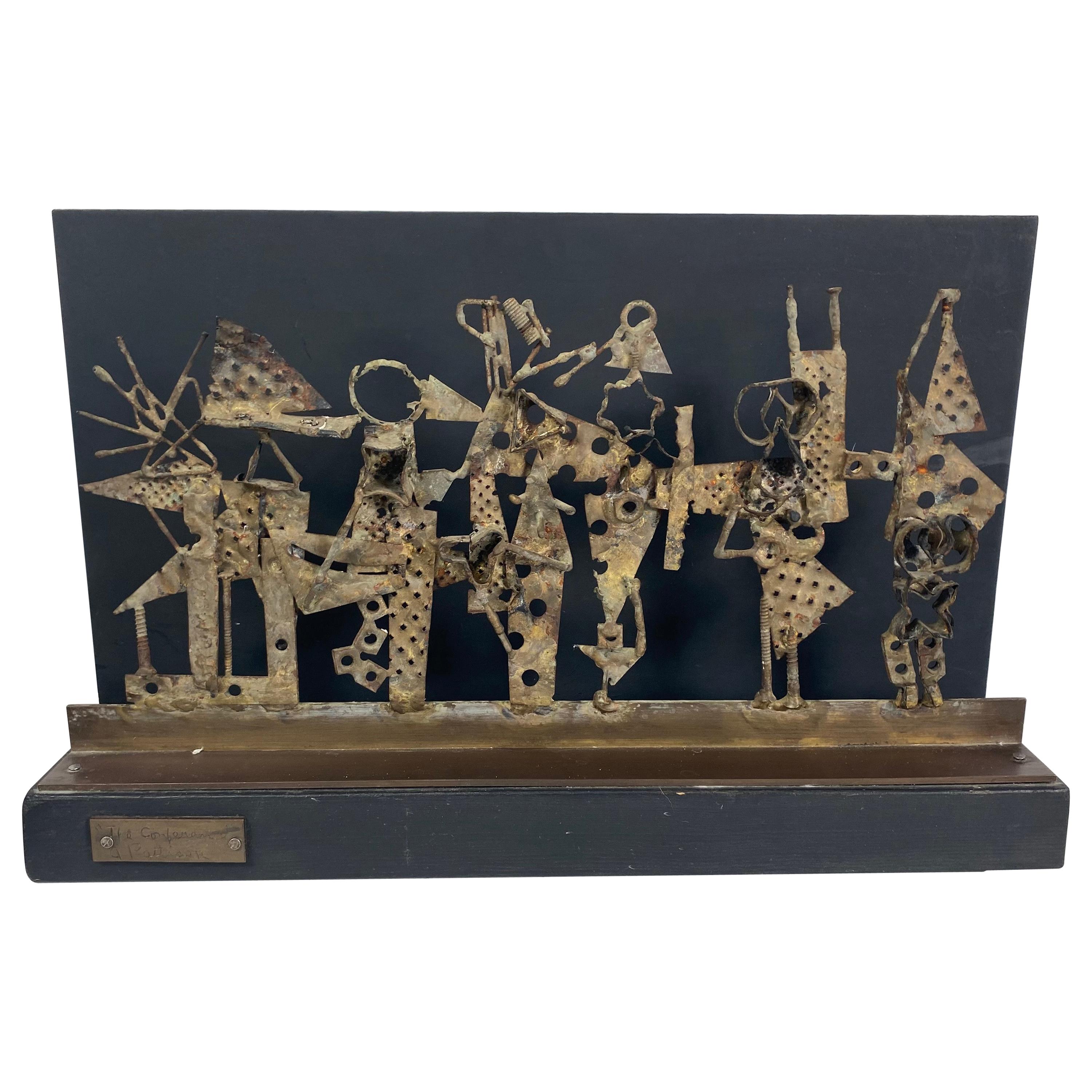 Brutalist Folk Art Sculpture "The Conference" by Abbott Pattison // Abstract Fig For Sale