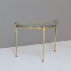 brutalist forged bronze & cast glass console table by Lothar Klute 1980s
