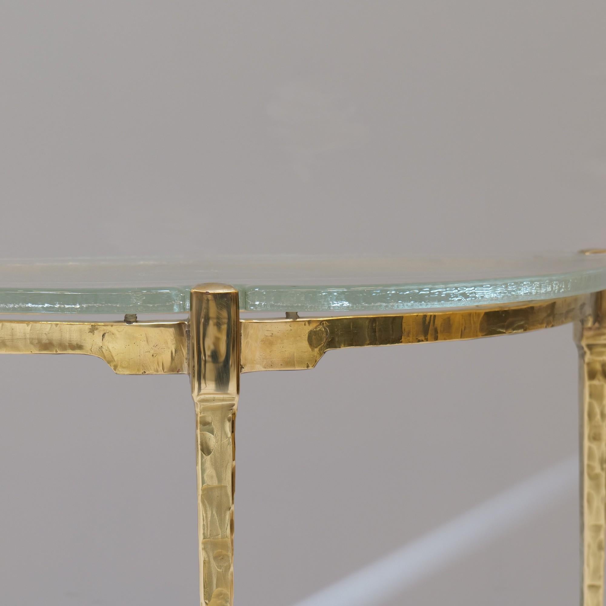 Konsolentisch aus geschmiedeter Bronze und Gussglas im brutalistischen Stil von Lothar Klute, 1980er Jahre (Gegossen) im Angebot