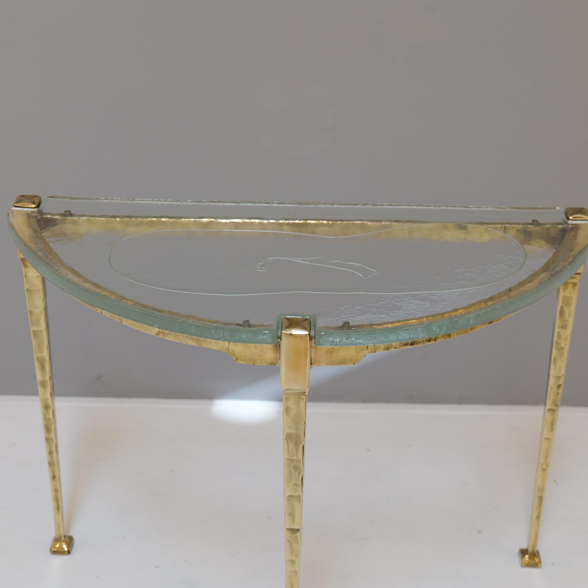 Konsolentisch aus geschmiedeter Bronze und Gussglas im brutalistischen Stil von Lothar Klute, 1980er Jahre im Zustand „Hervorragend“ im Angebot in Saarbrücken, SL