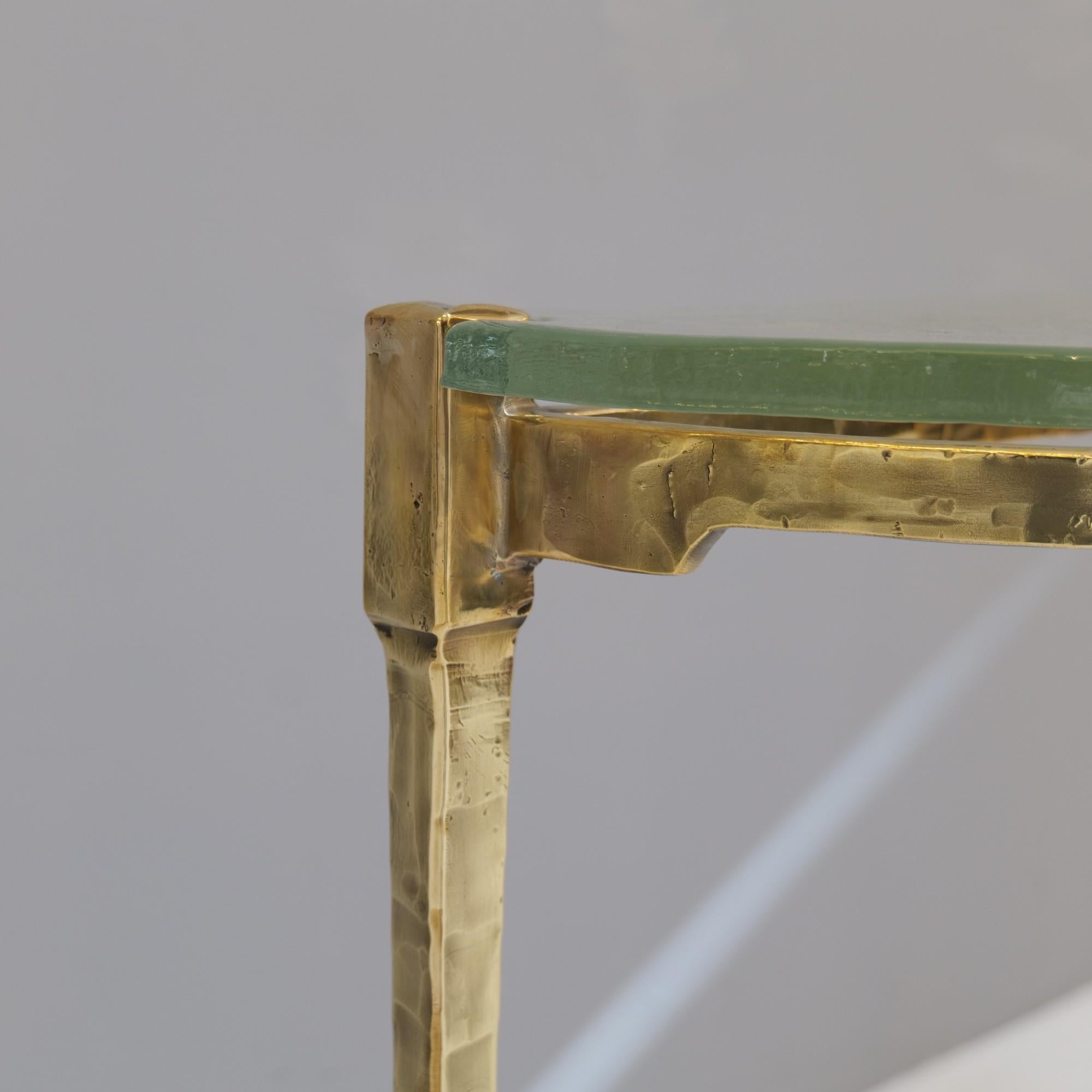 Konsolentisch aus geschmiedeter Bronze und Gussglas im brutalistischen Stil von Lothar Klute, 1980er Jahre im Angebot 1