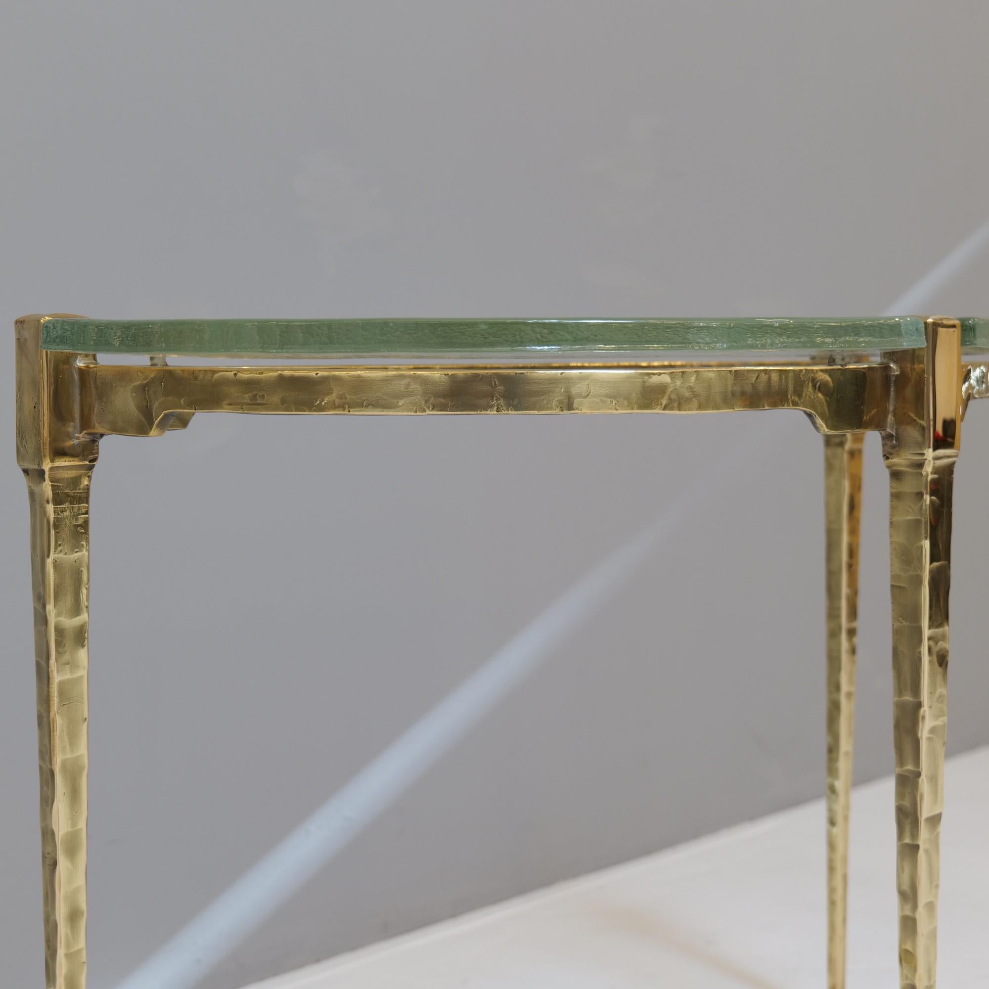 Konsolentisch aus geschmiedeter Bronze und Gussglas im brutalistischen Stil von Lothar Klute, 1980er Jahre im Angebot 2