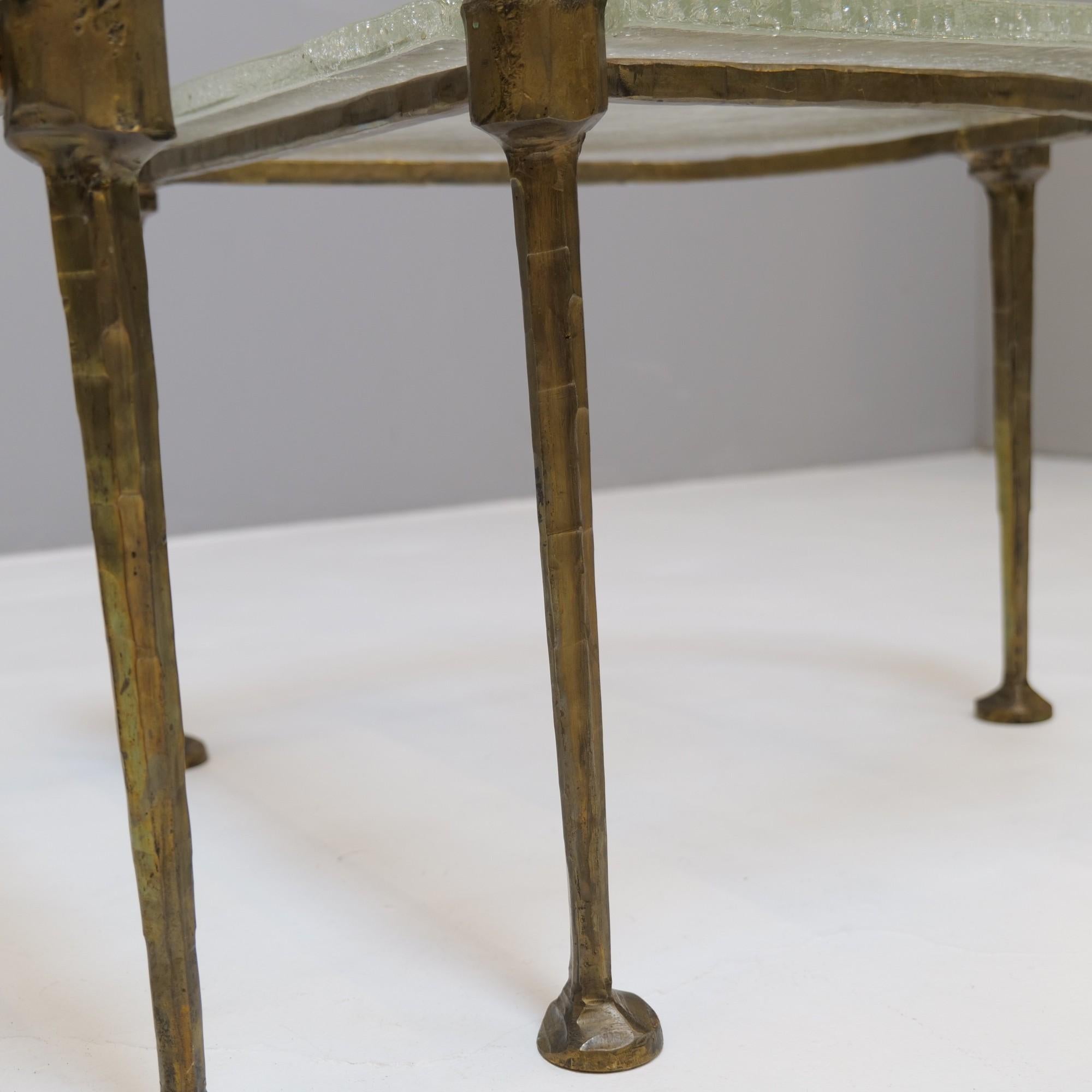 brutalistische Tische aus geschmiedeter Bronze mit geschliffenem Gussglas aus den 1980er Jahren Lothar Klute im Angebot 3
