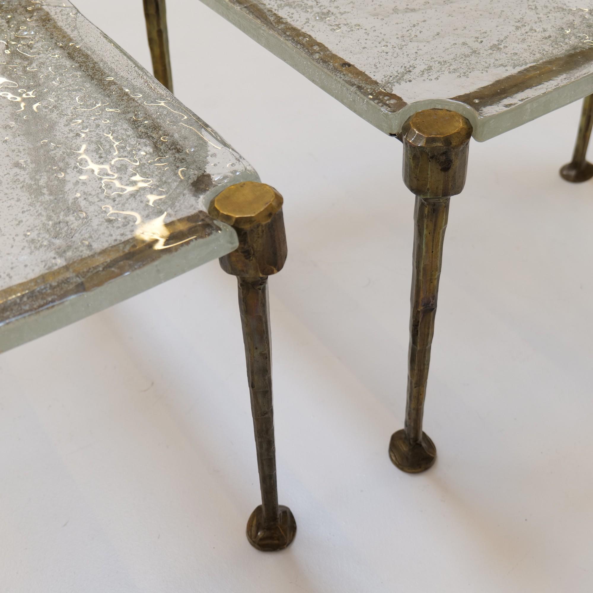 brutalistische Tische aus geschmiedeter Bronze mit geschliffenem Gussglas aus den 1980er Jahren Lothar Klute im Angebot 4