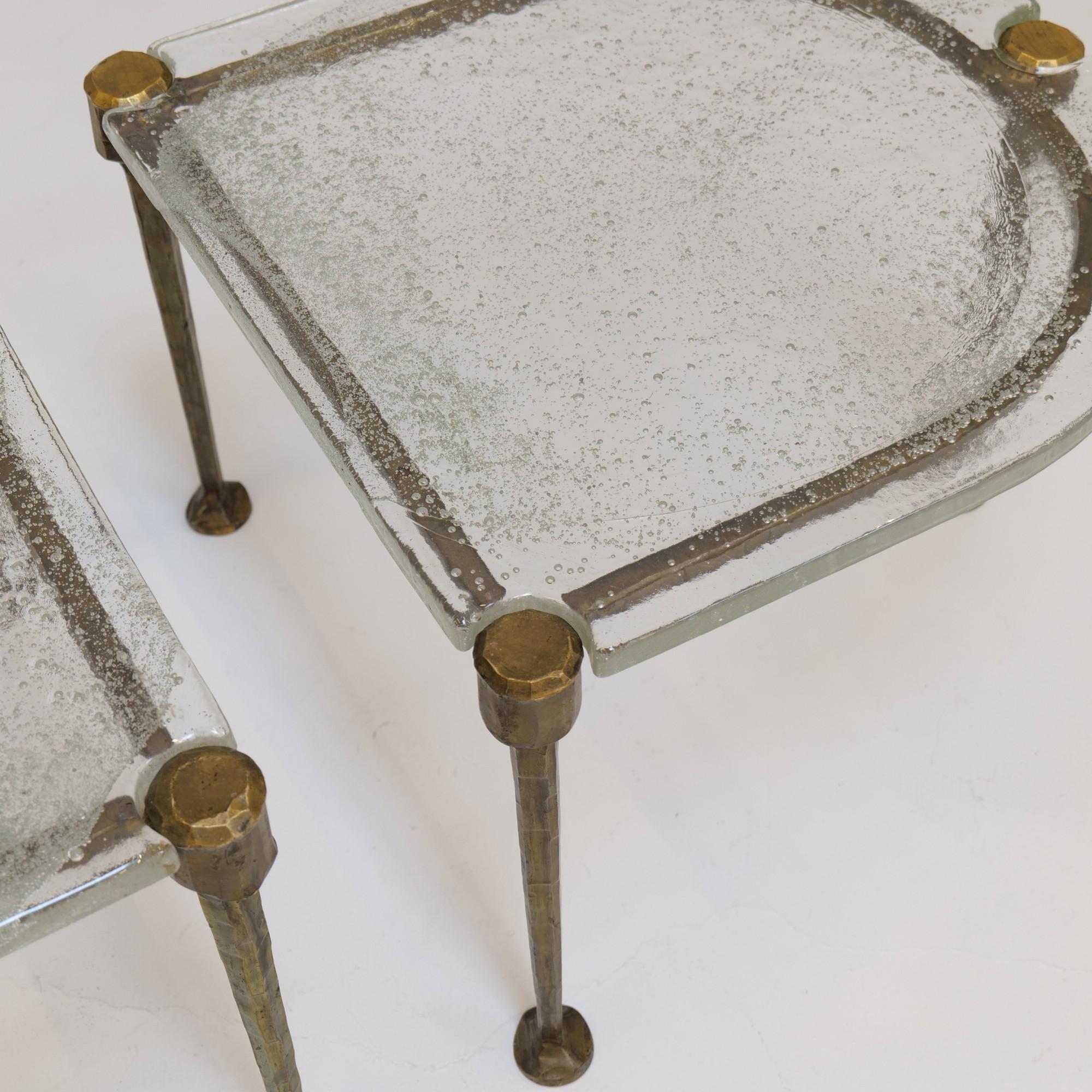 brutalistische Tische aus geschmiedeter Bronze mit geschliffenem Gussglas aus den 1980er Jahren Lothar Klute (Deutsch) im Angebot
