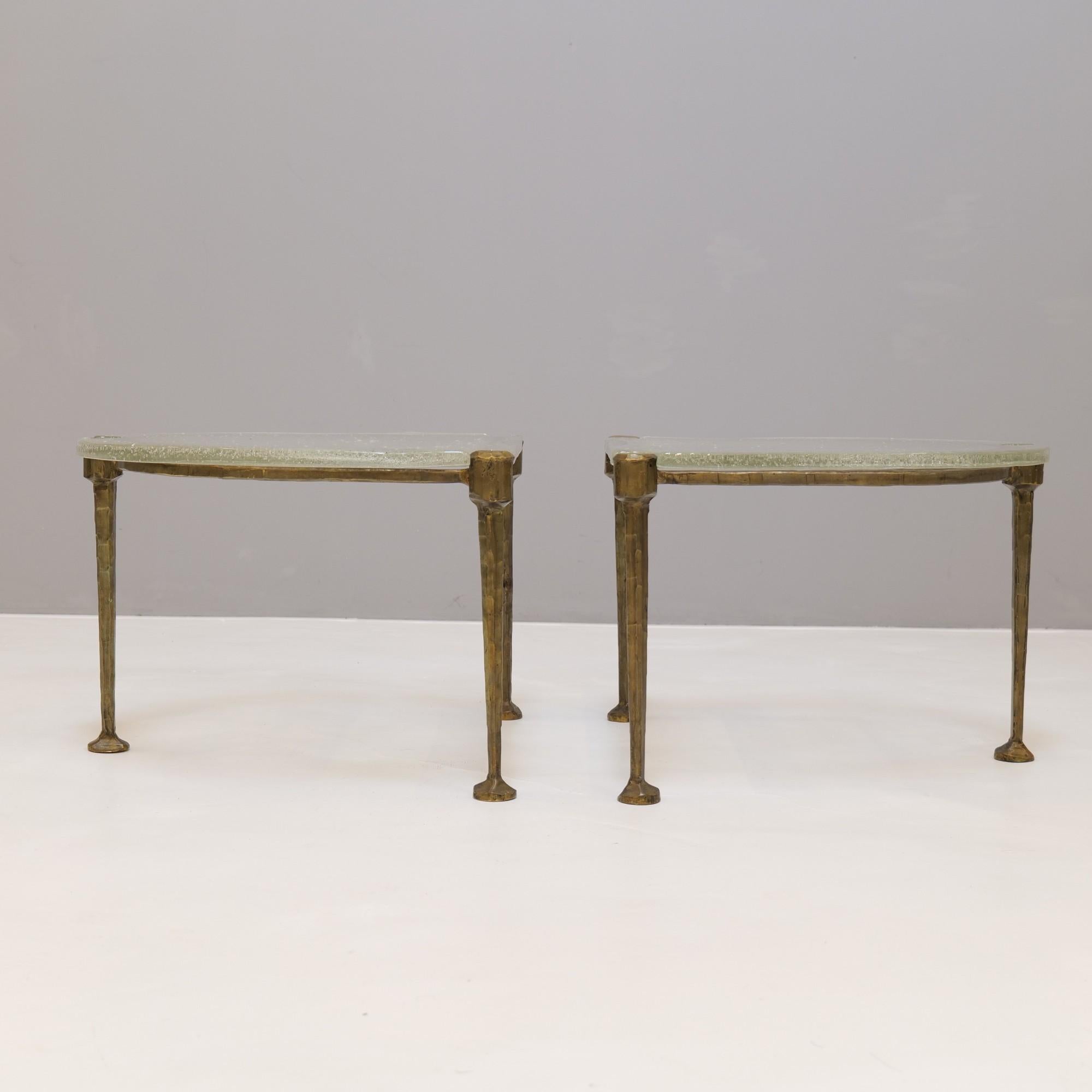 brutalistische Tische aus geschmiedeter Bronze mit geschliffenem Gussglas aus den 1980er Jahren Lothar Klute im Zustand „Gut“ im Angebot in Saarbrücken, SL