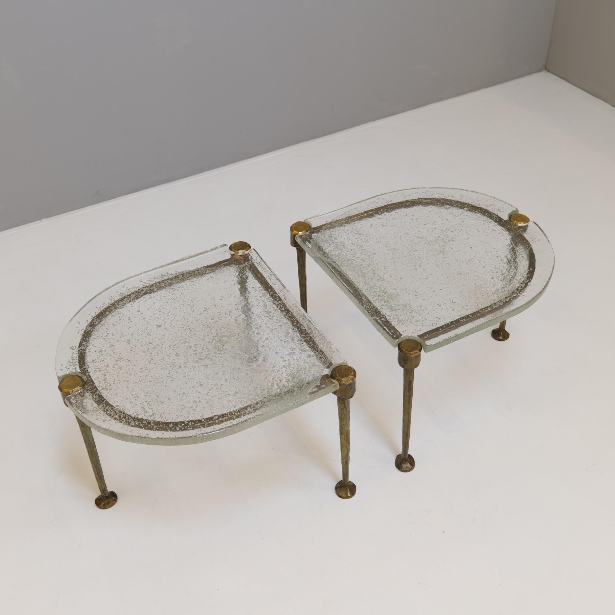 brutalistische Tische aus geschmiedeter Bronze mit geschliffenem Gussglas aus den 1980er Jahren Lothar Klute (Ende des 20. Jahrhunderts) im Angebot