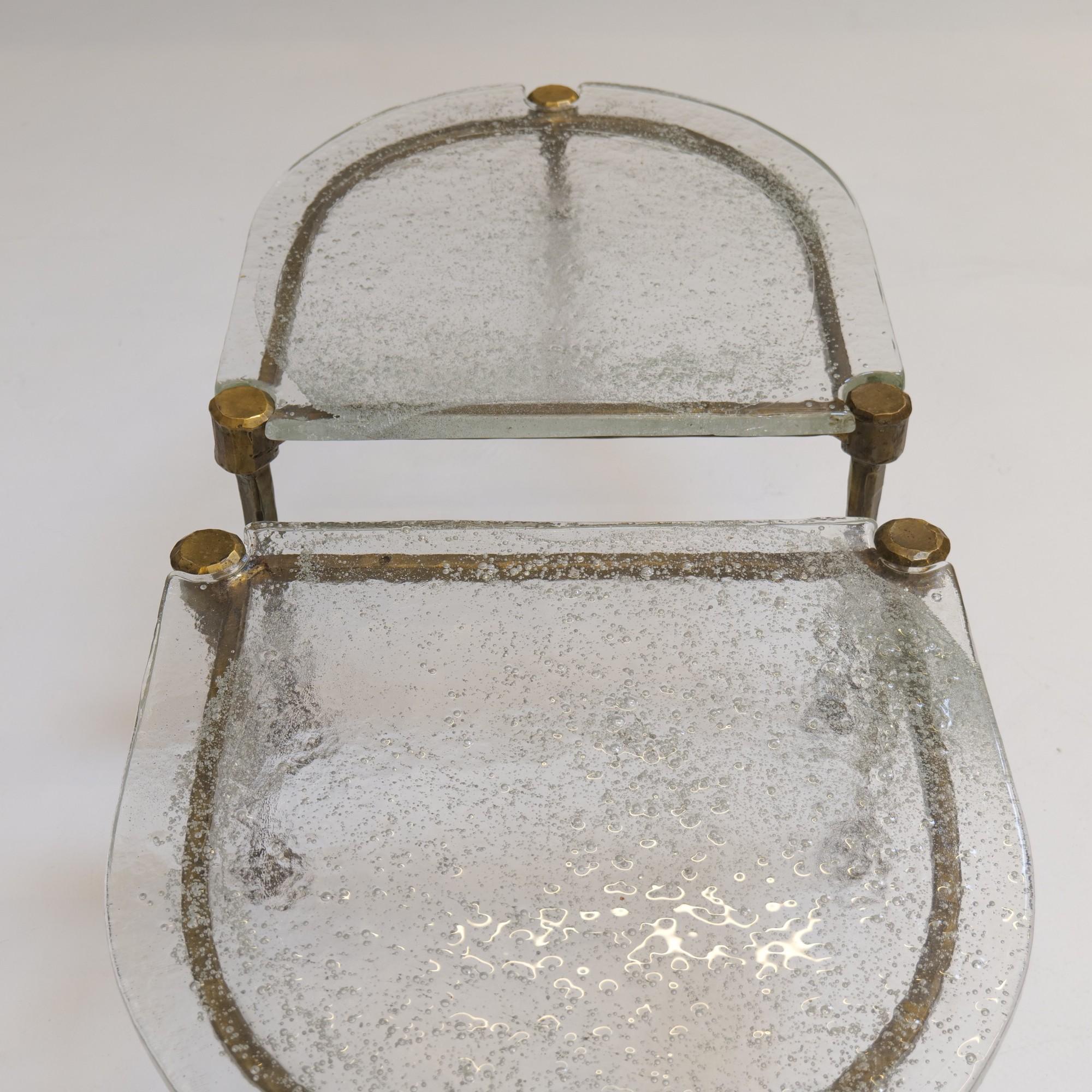 brutalistische Tische aus geschmiedeter Bronze mit geschliffenem Gussglas aus den 1980er Jahren Lothar Klute (Glas) im Angebot