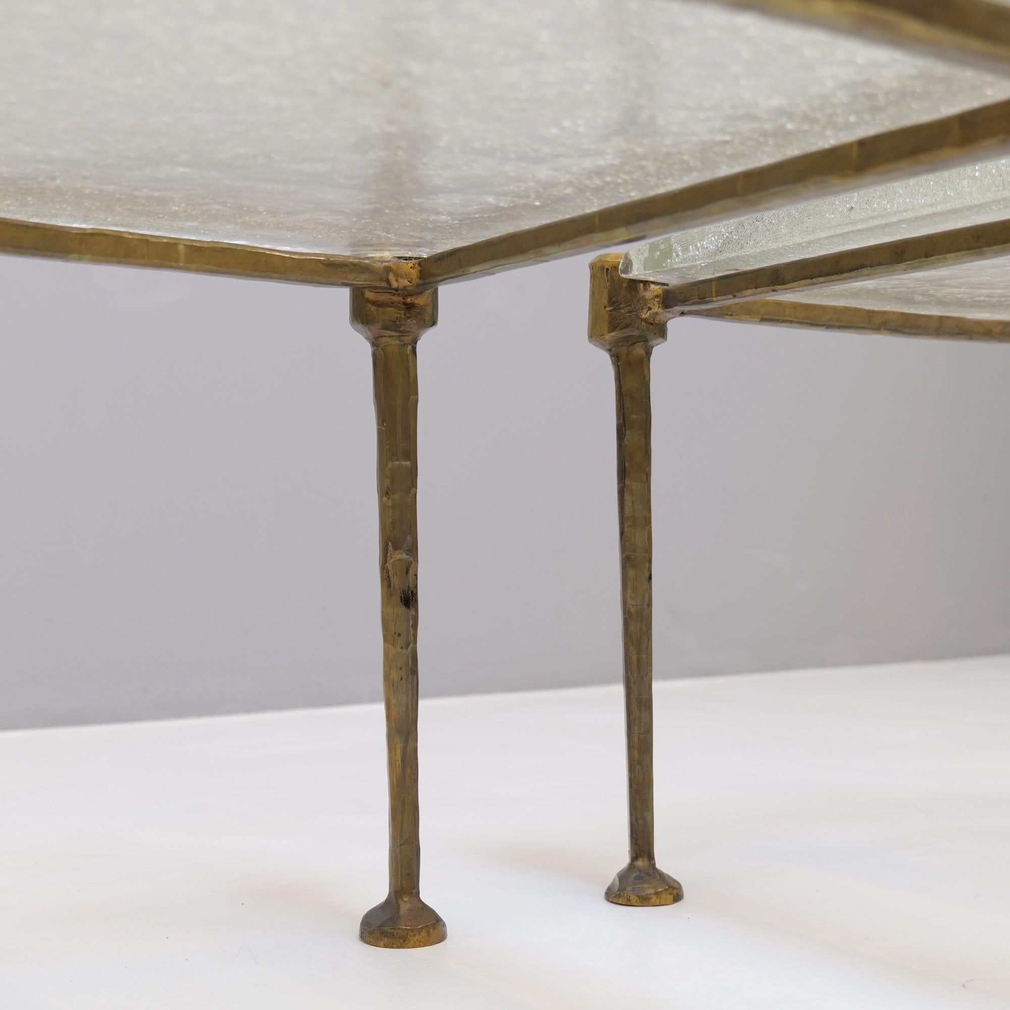 brutalistische Tische aus geschmiedeter Bronze mit geschliffenem Gussglas aus den 1980er Jahren Lothar Klute im Angebot 2