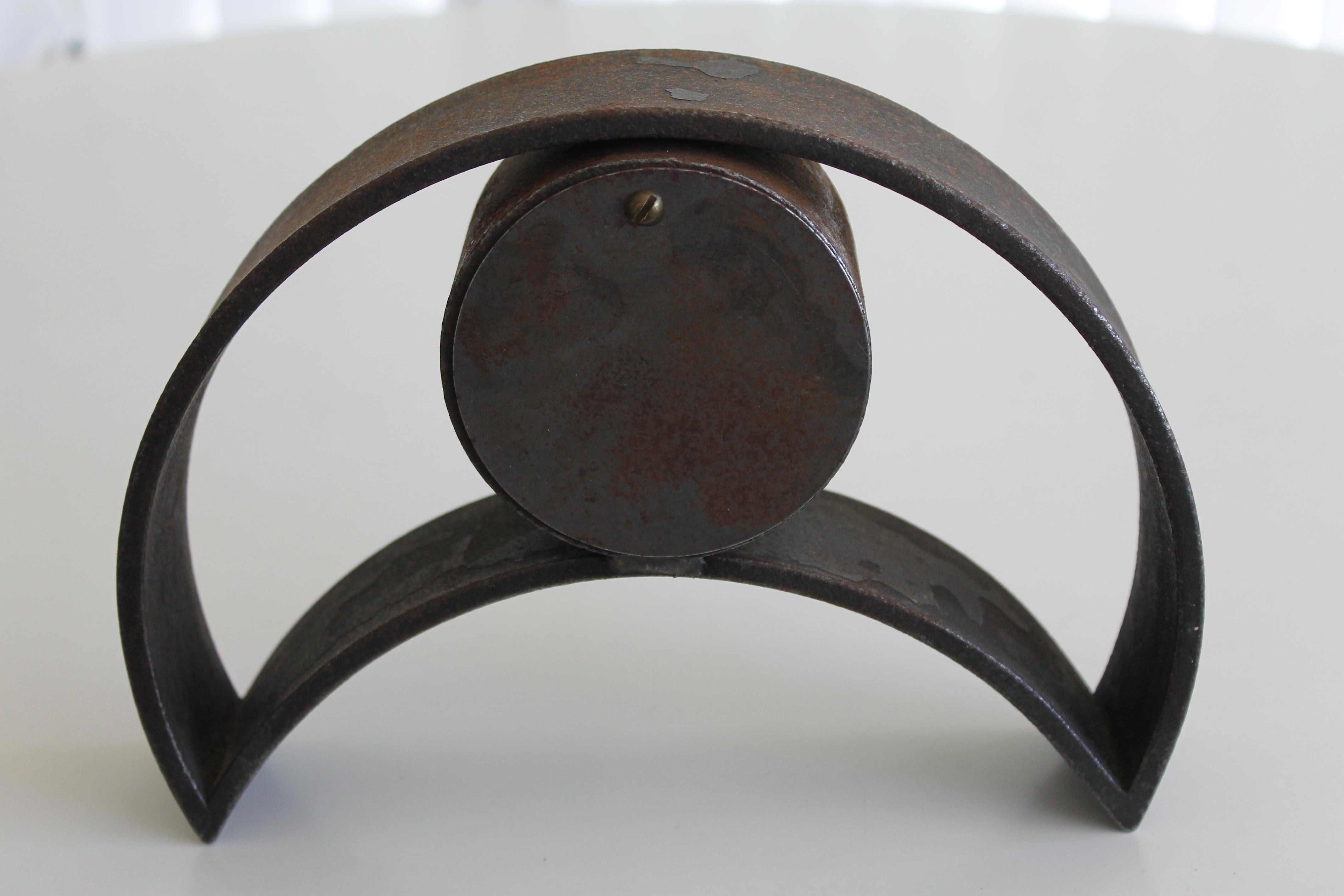 Brutalist Forged Iron Mantle Clock For Sale 1
