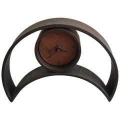 Brutalist Forged Iron Mantle Clock