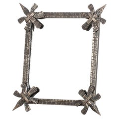Brutalist Forged Iron Mirror, French c. 1970s