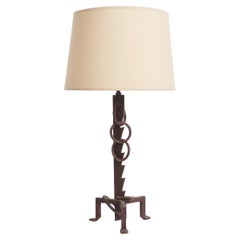 Brutalist Forged Iron Table Lamp