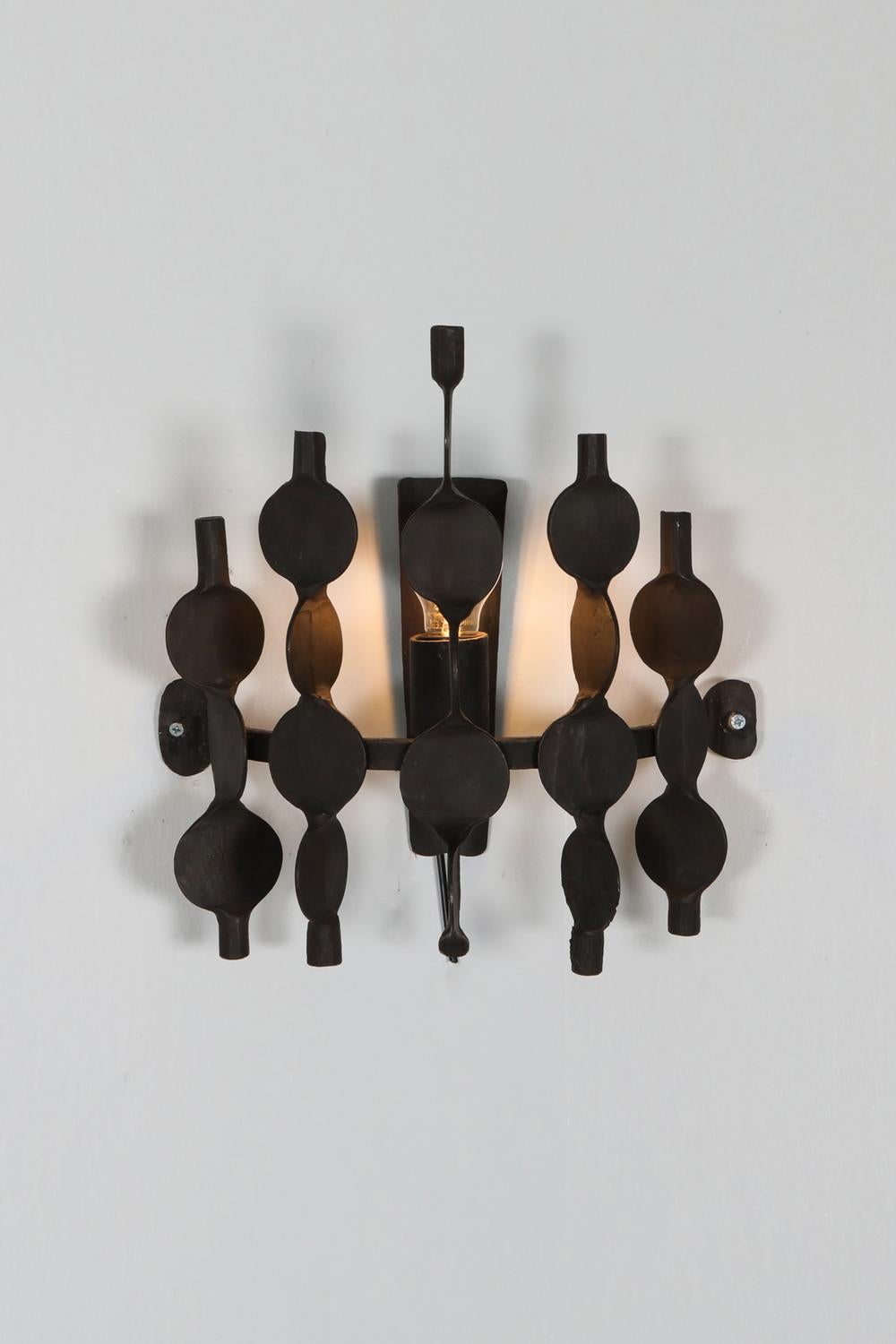 Brutalist Forged Iron Wall Sconces 2