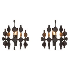 Brutalist Forged Iron Wall Sconces