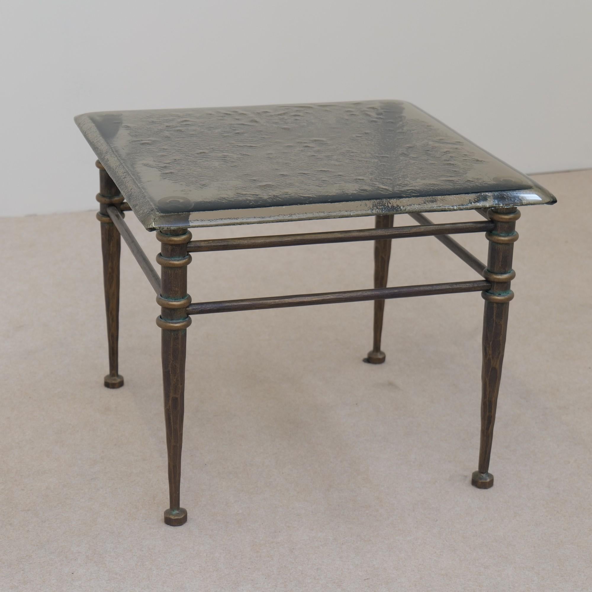 mesa cuadrada de forja brutalista al estilo de Lothar Klute en venta 1