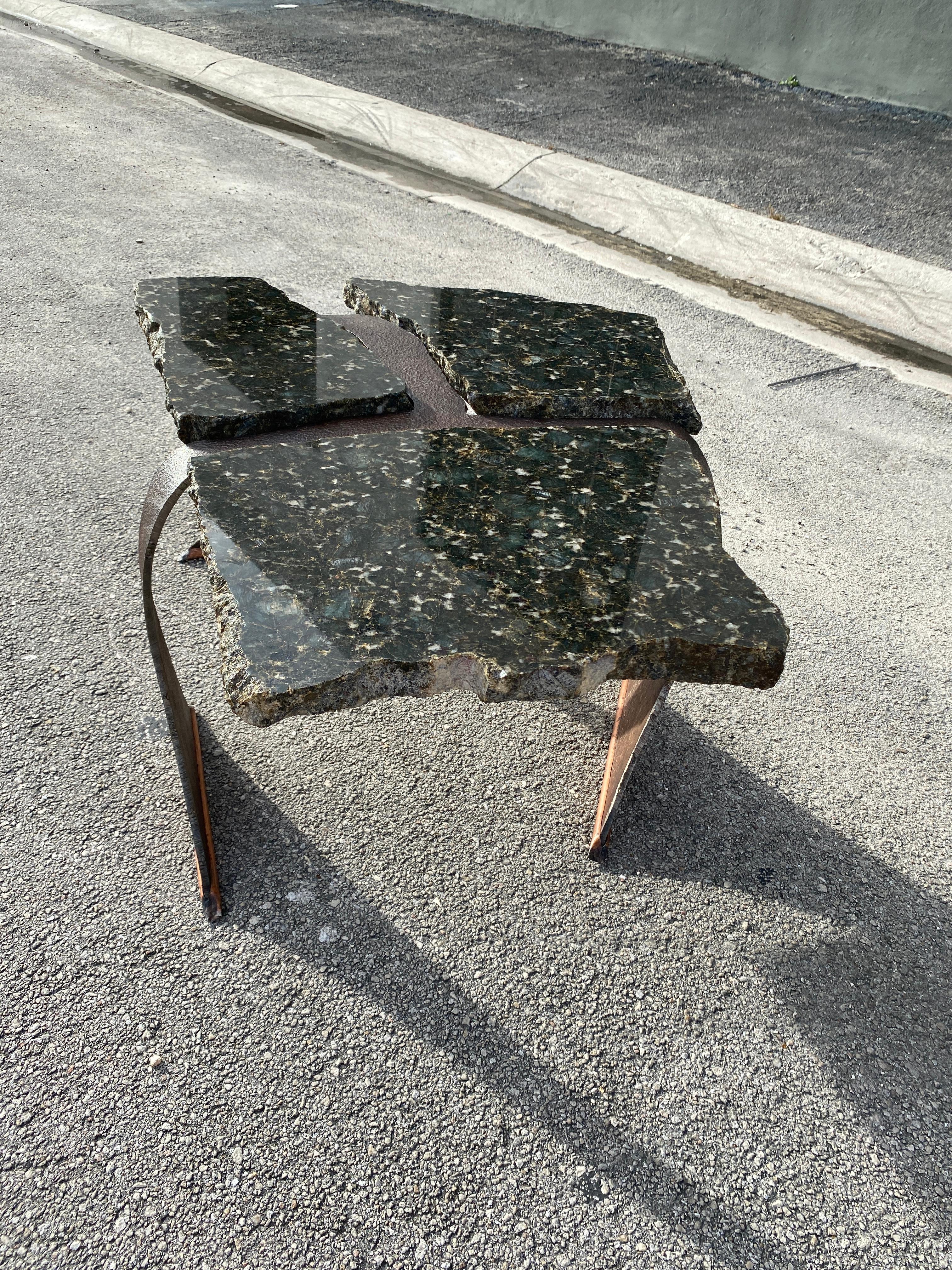 Late 20th Century Brutalist Forged Steel and Granite Artist Coffee Table For Sale