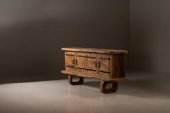Brutalist Four-Door Sideboard in Solid Olive Wood France