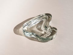 Brutalist Free-Form Glass Trinket - Solid Cast Glass Catchall - France 1970s