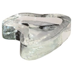 Brutalist Free-Form Glass Trinket - Solid Cast Glass Catchall - France 1970s