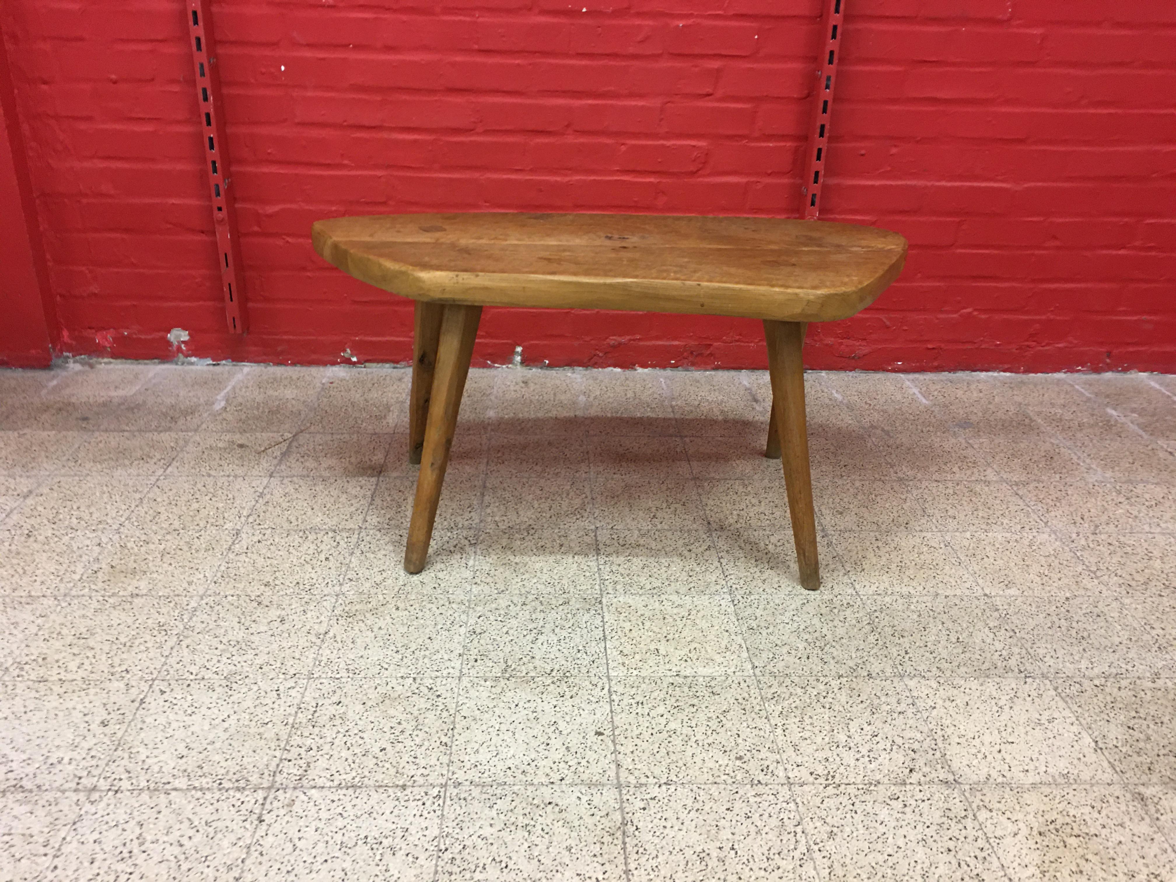 Brutalist Freeform Coffee Table in Solid Elm, circa 1950-1960 For Sale 4