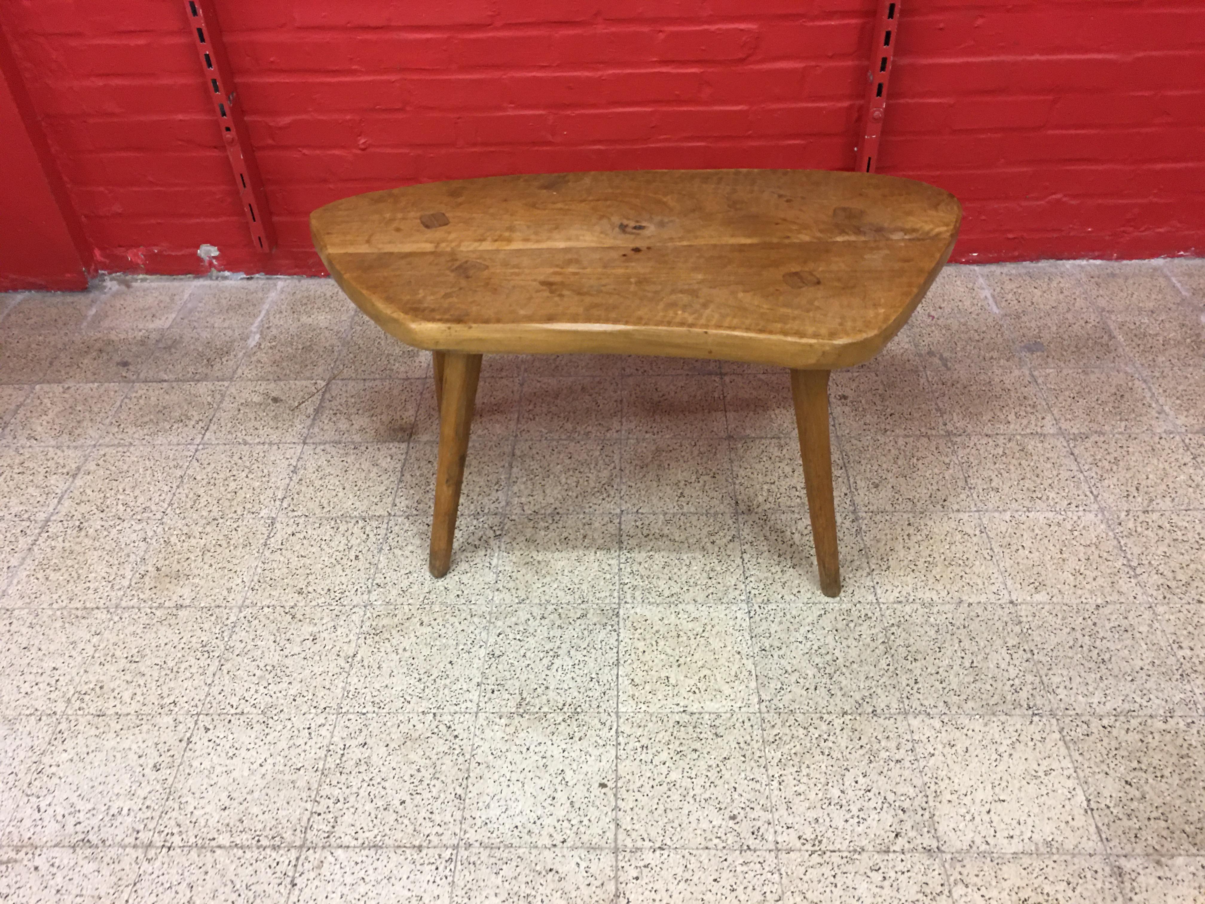 Brutalist Freeform Coffee Table in Solid Elm, circa 1950-1960 For Sale 7