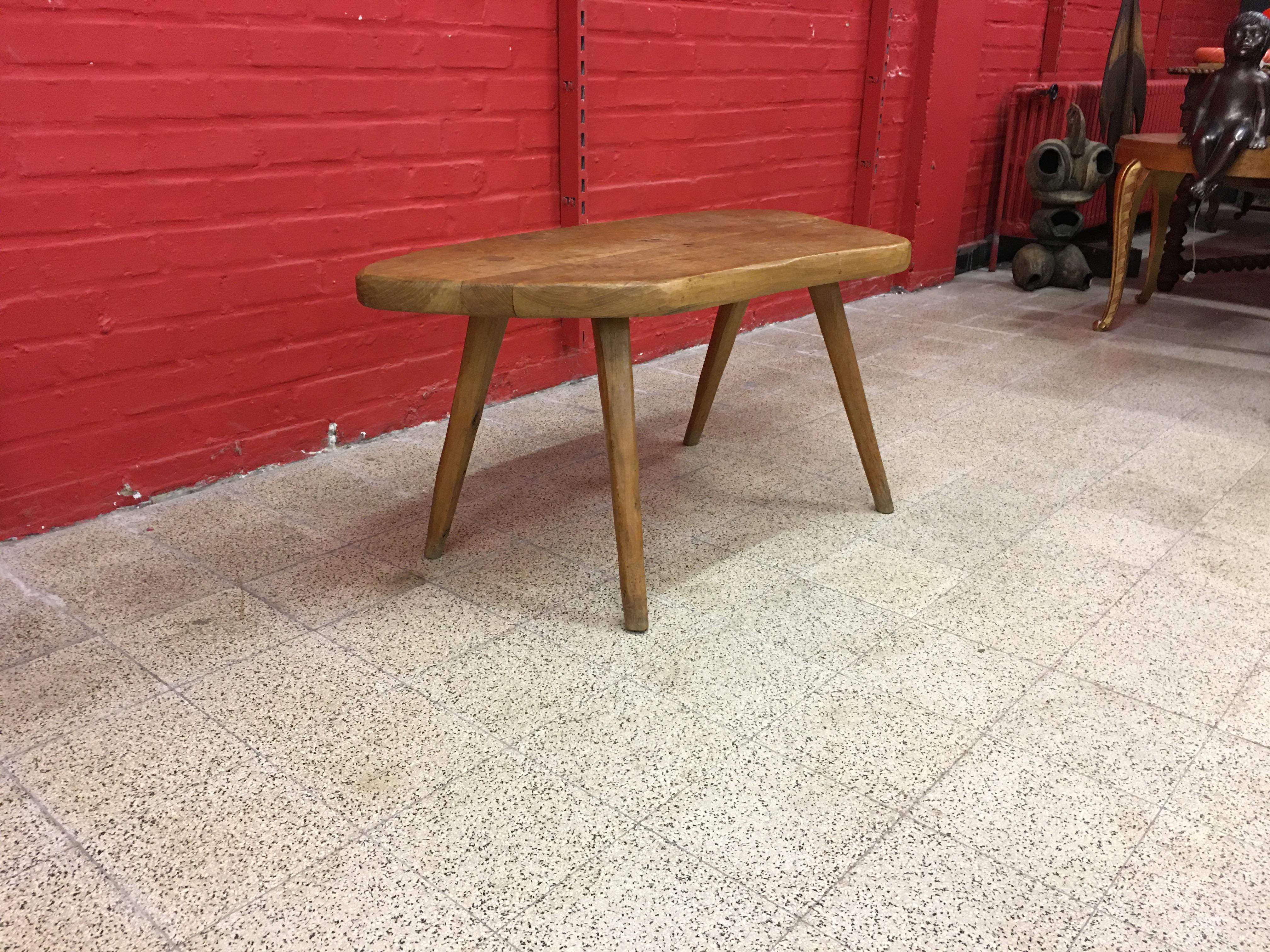 Brutalist Freeform Coffee Table in Solid Elm, circa 1950-1960 For Sale 8